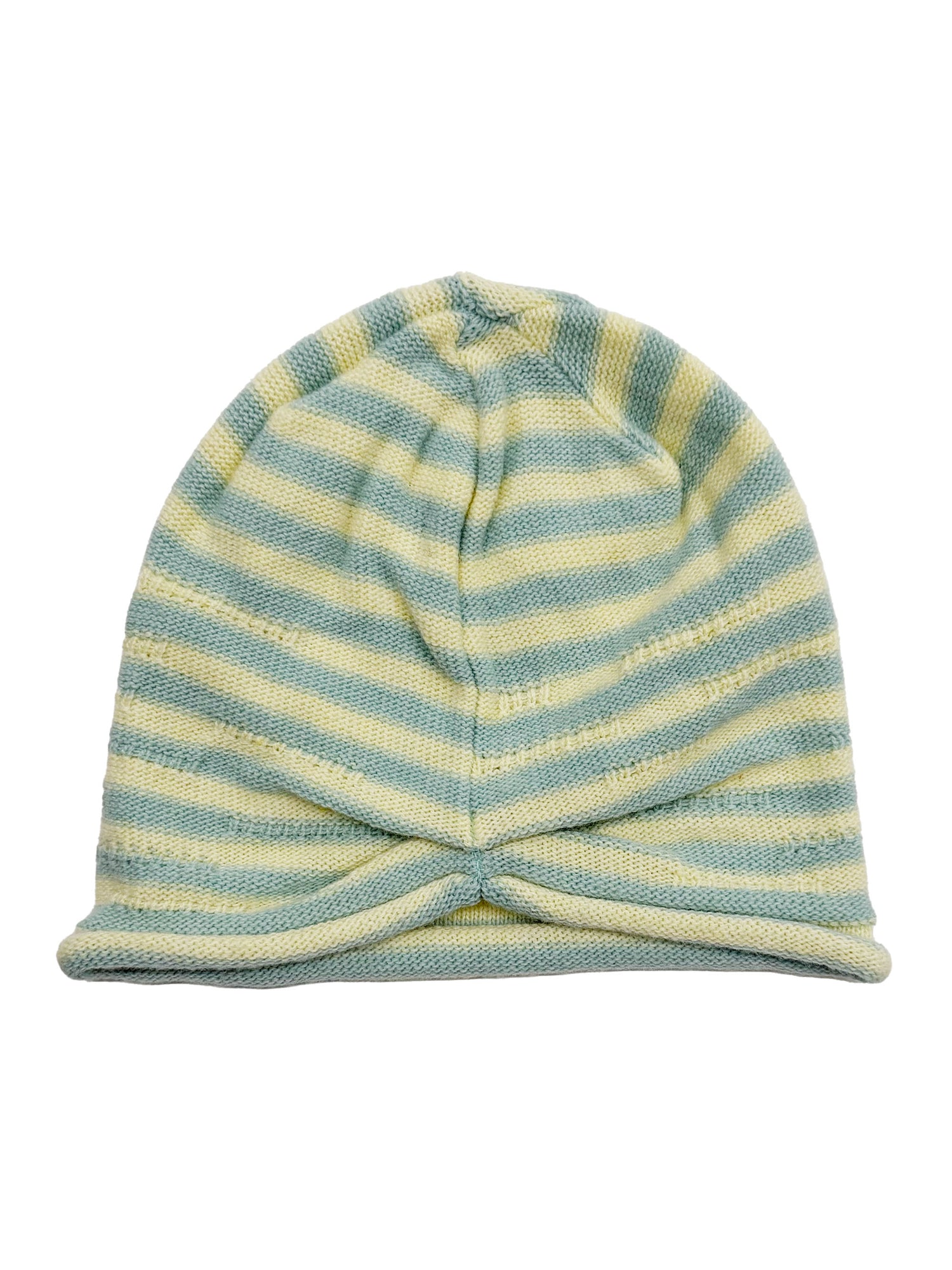 Cashmere Blend Stripe Beanie Lemon/Mint
