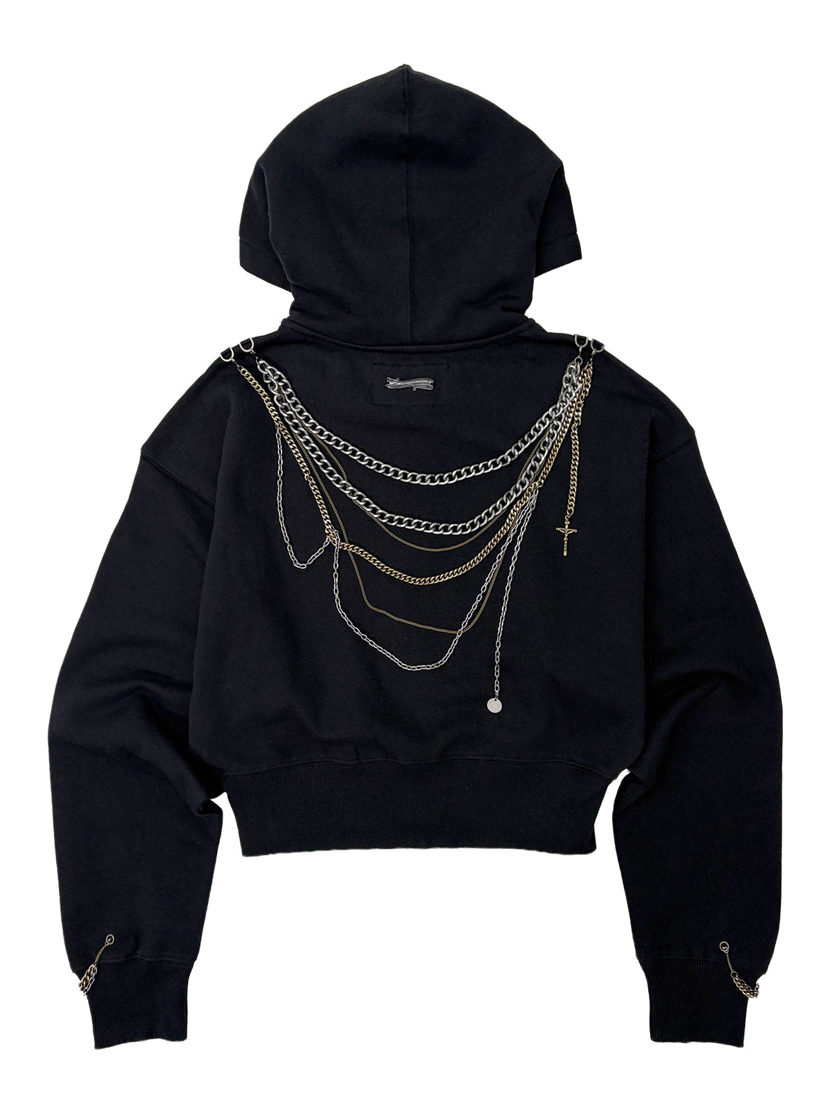 Chain Hooded Zip-Up Black