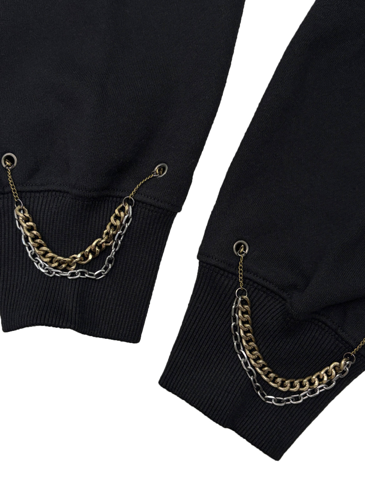 Chain Hooded Zip-Up Black