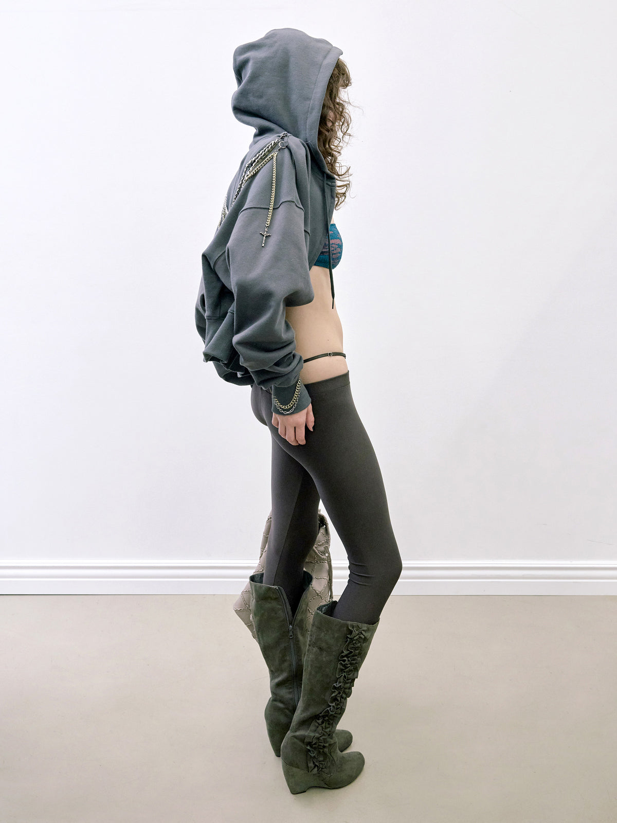 Chain Hooded Zip-Up Charcoal