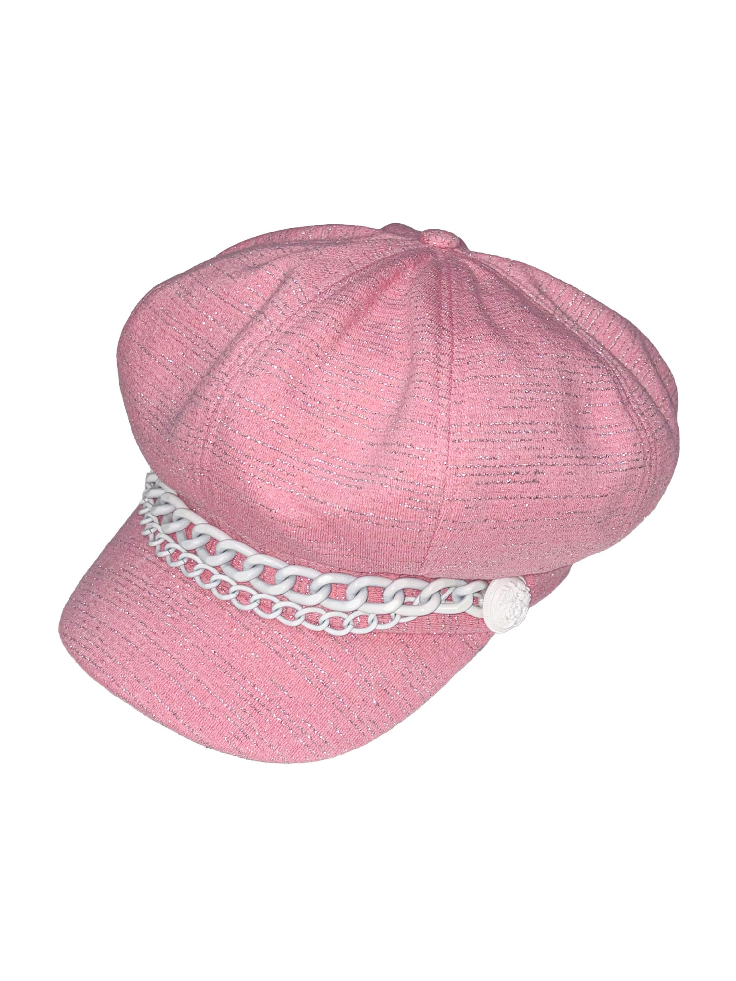 Chain Terry Newsboy Cap Acid Pink