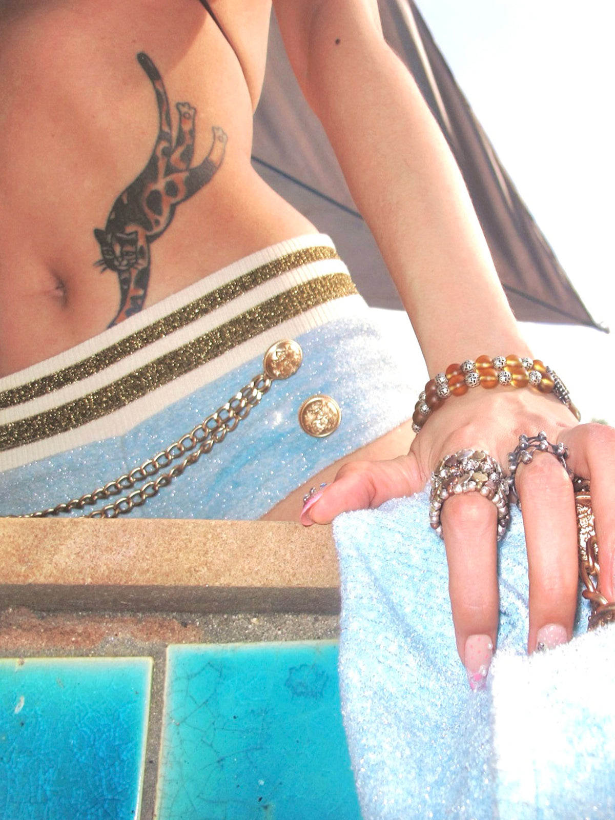 Chain Terry Shorts Baby Blue
