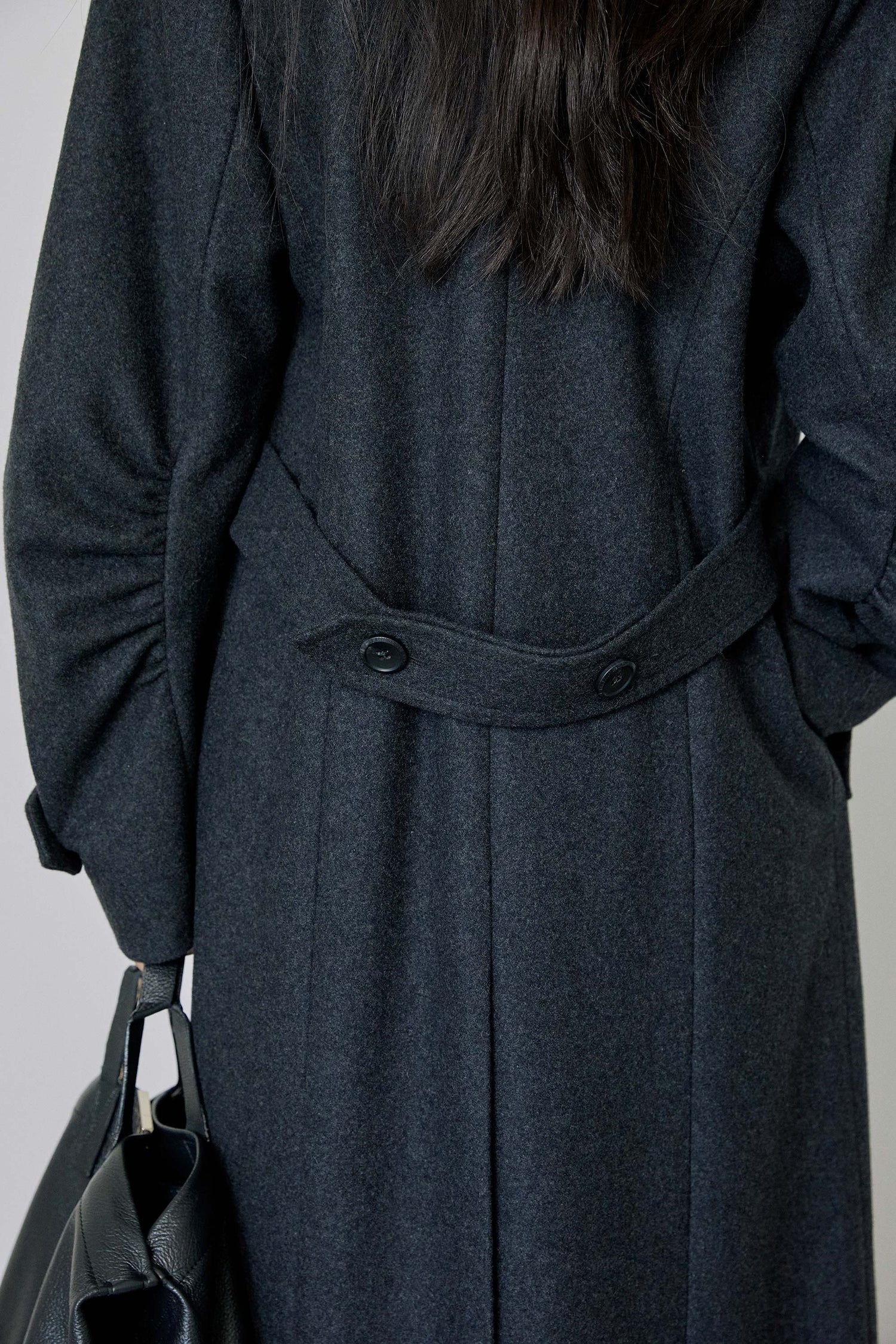 Tailored Wool Long Coat Charcoal