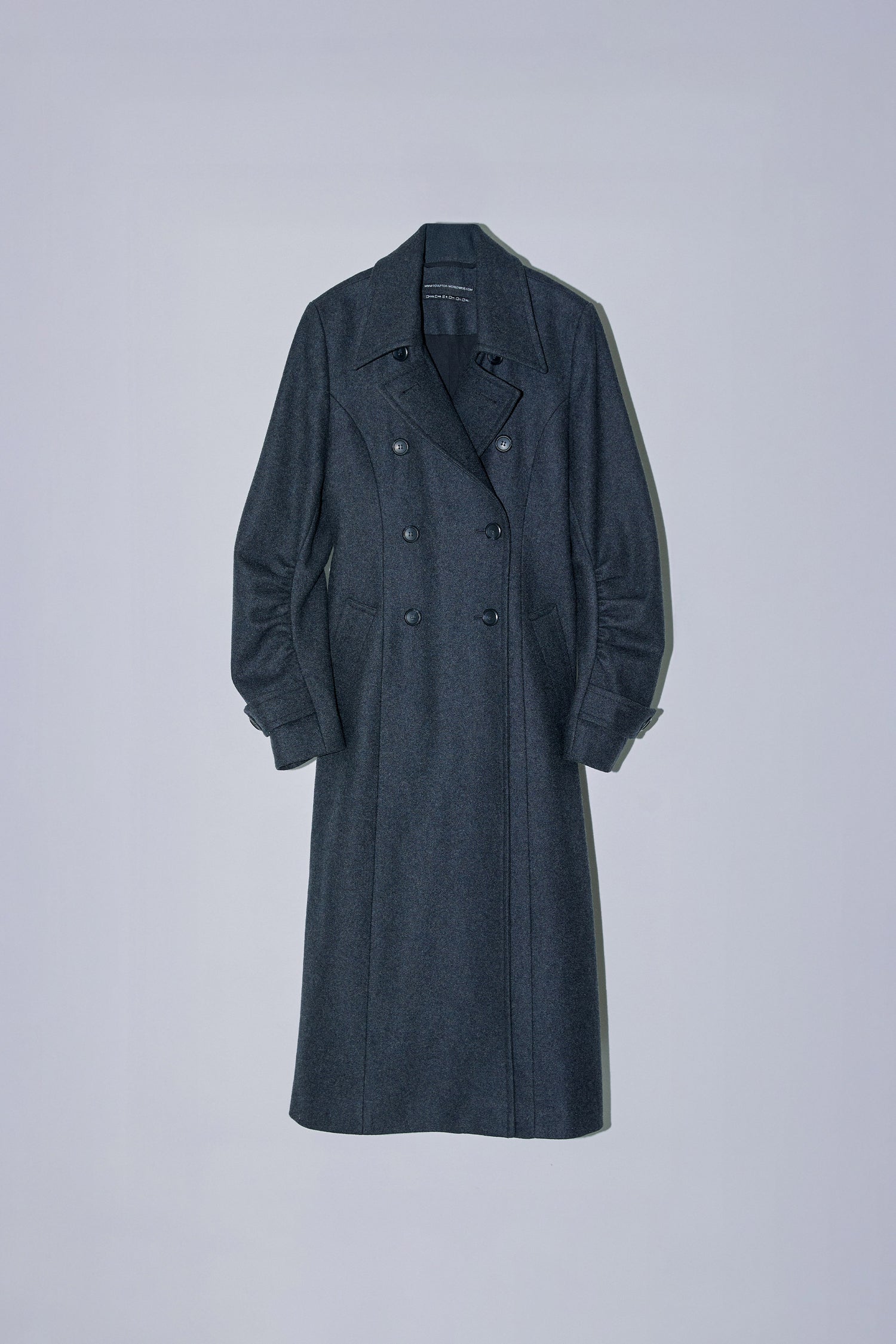 Tailored Wool Long Coat Charcoal