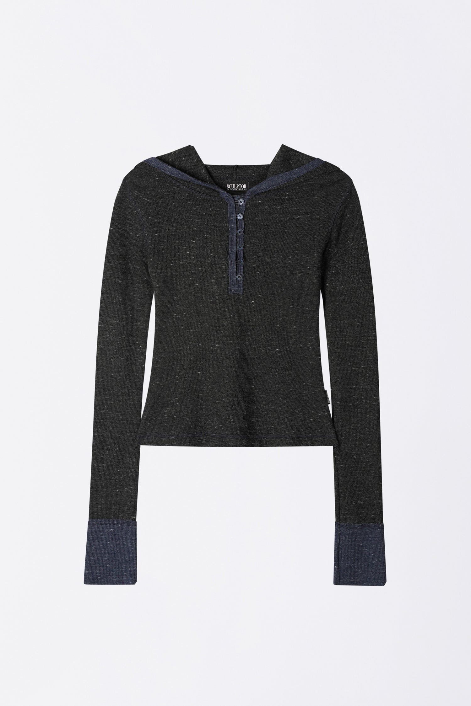 Heather Hoodie Tee Charcoal