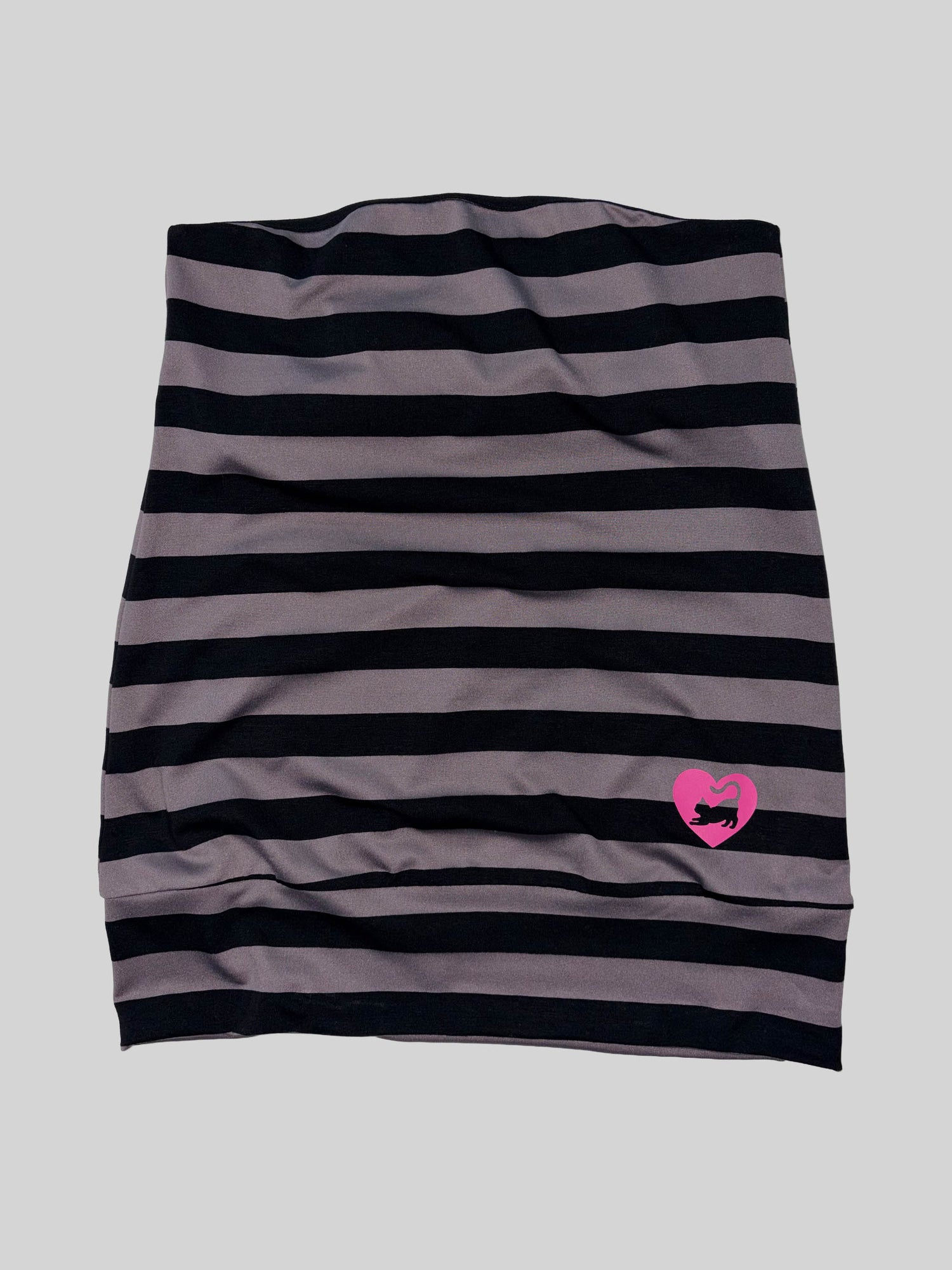 Sweet Kitty Stripe Tube Top Charcoal