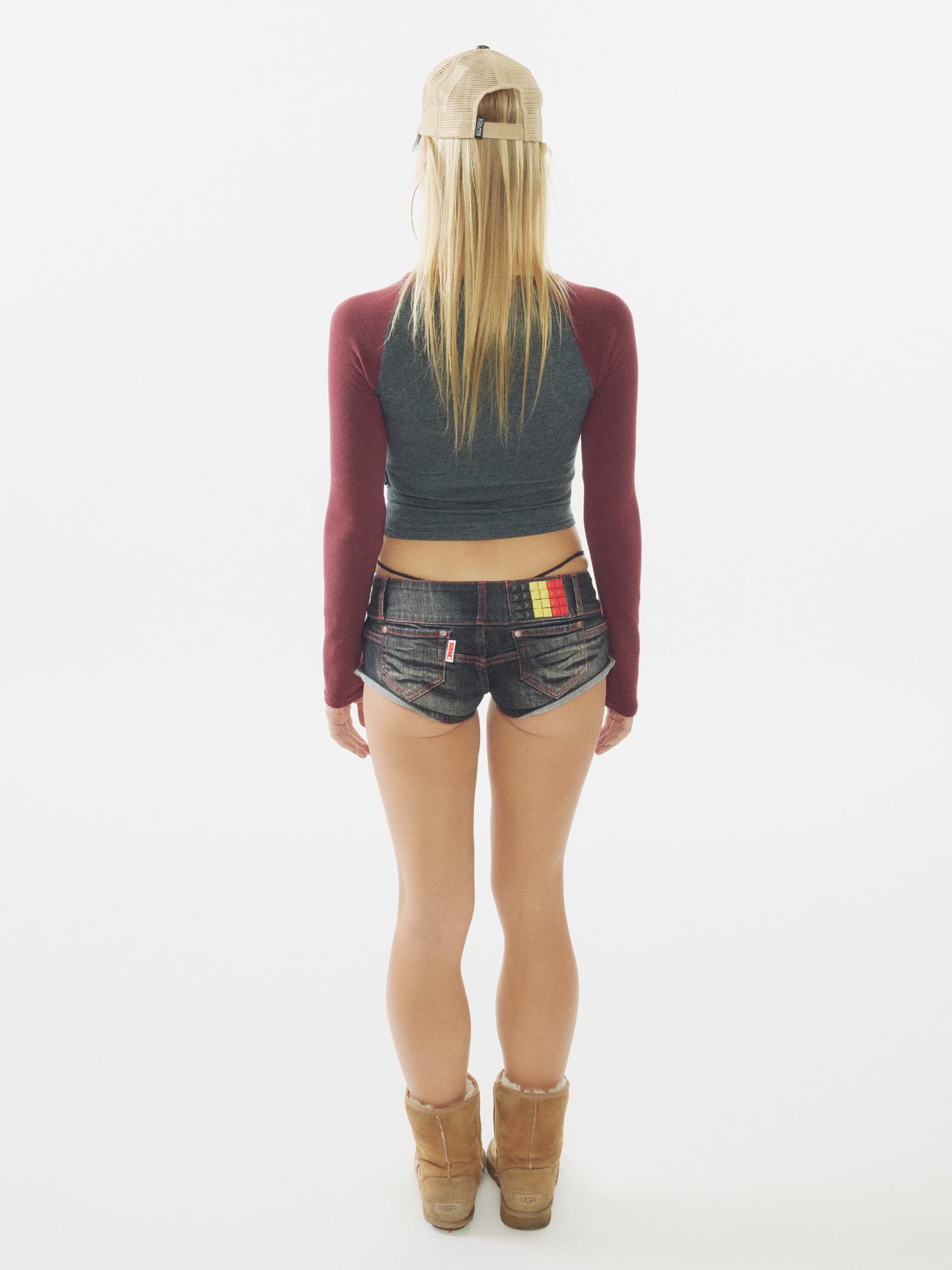 Good Karma Raglan Tee Charcoal/Burgundy