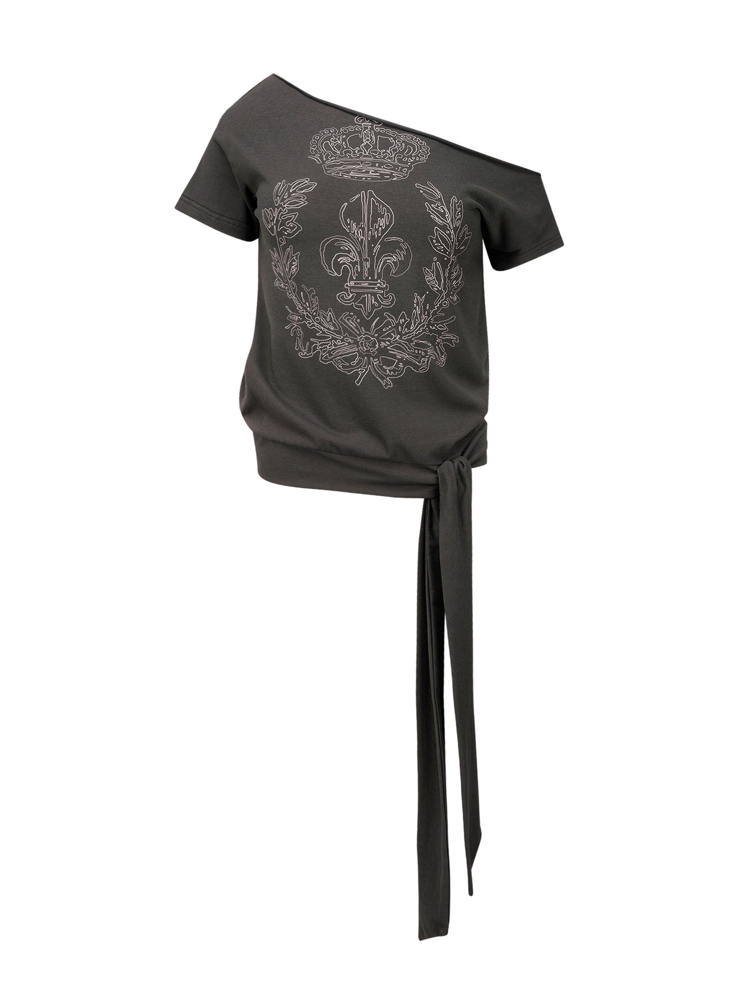 Chateau Shithole Tie Tee Charcoal