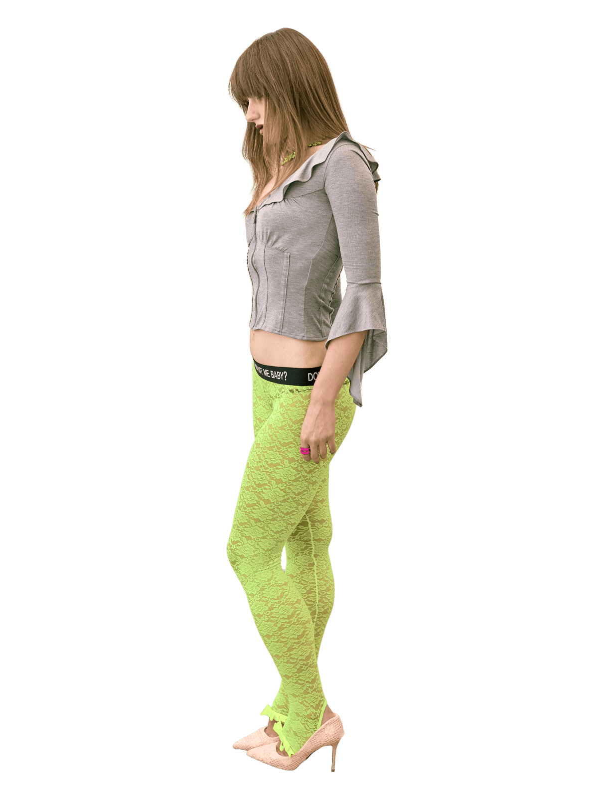 Cheeky Lace Leggings Neon Green
