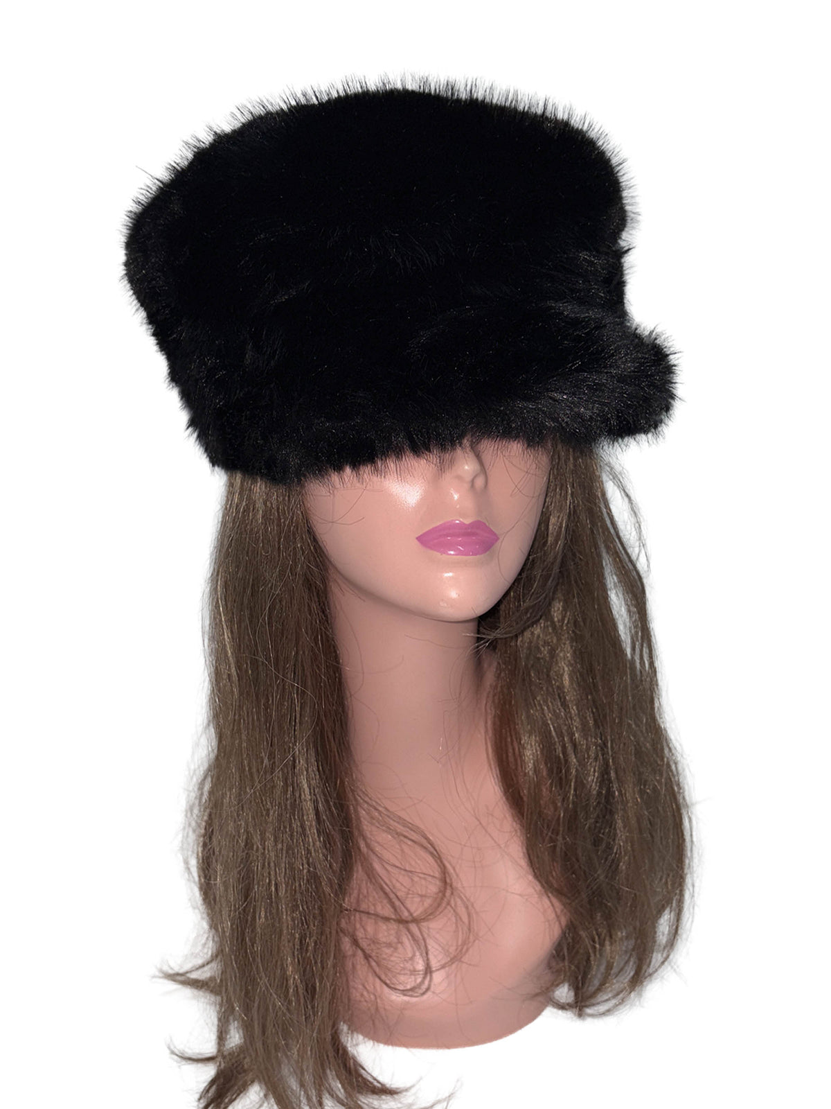 Chunky Fur Newsboy Cap Black