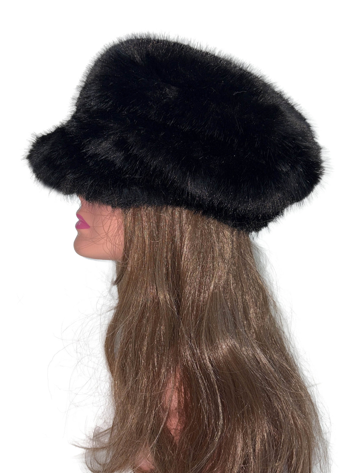 Chunky Fur Newsboy Cap Black
