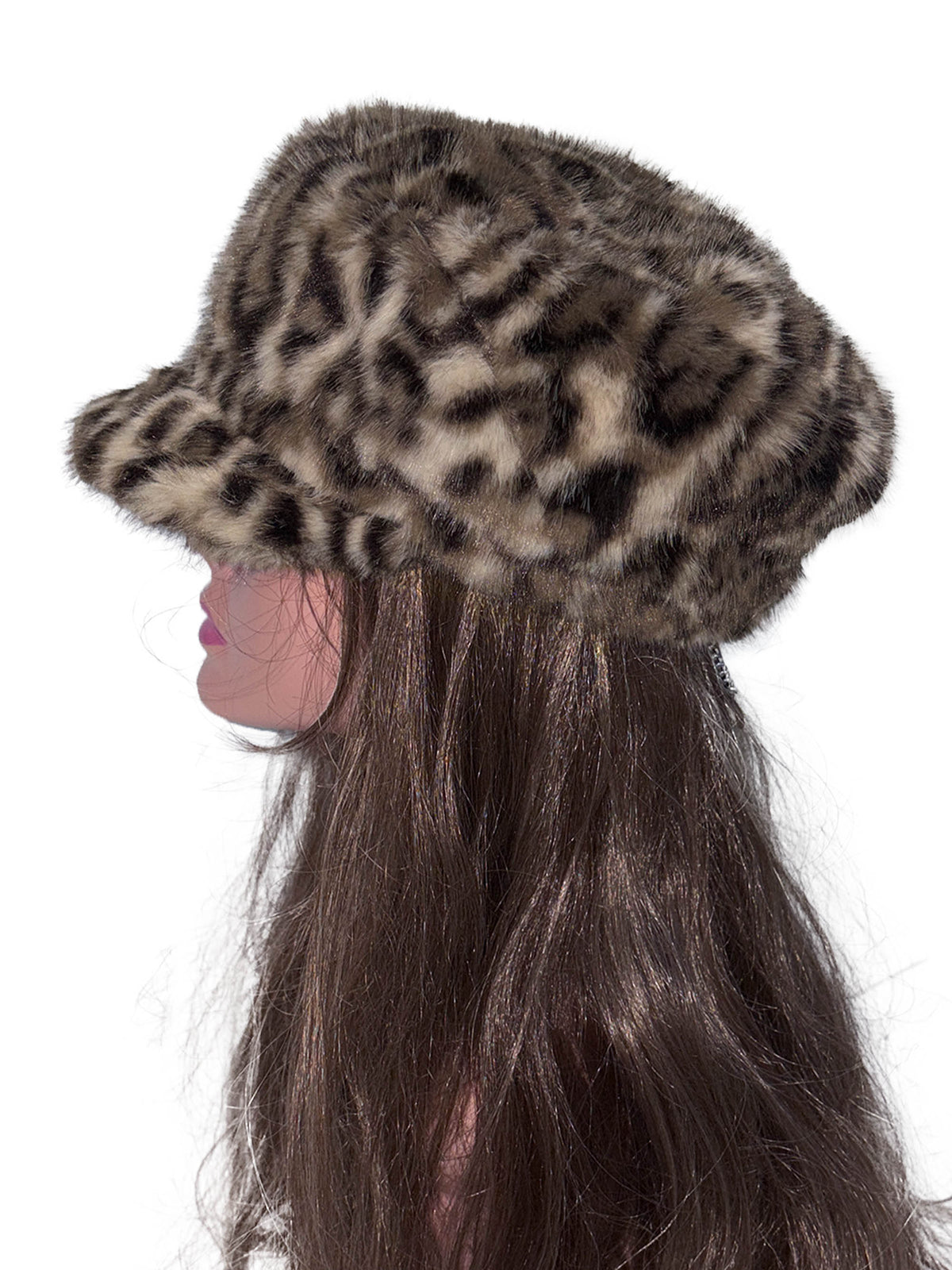 Chunky Fur Newsboy Cap Leopard