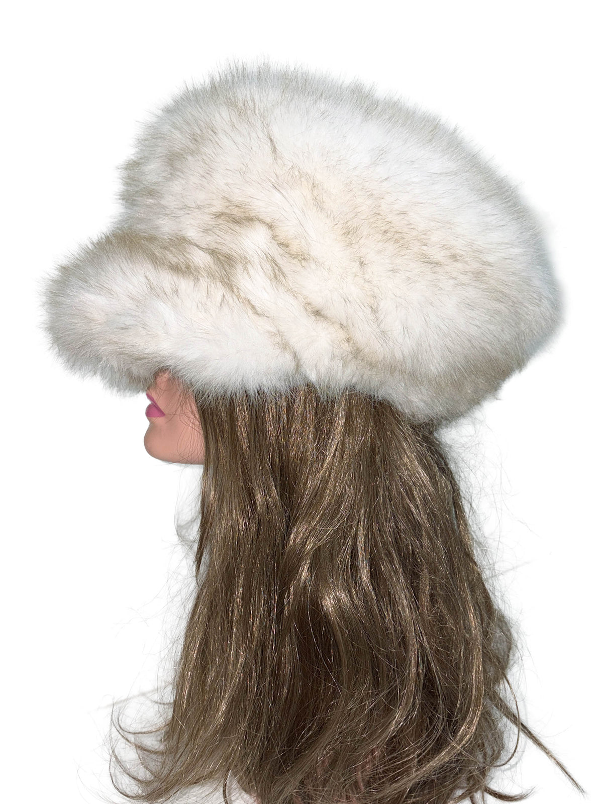 Chunky Fur Newsboy Cap White