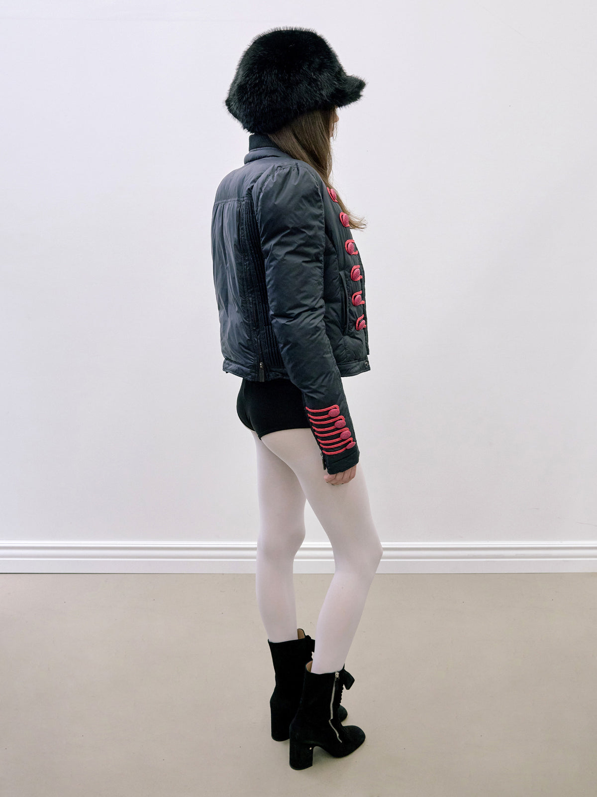 Chunky Fur Newsboy Cap Black