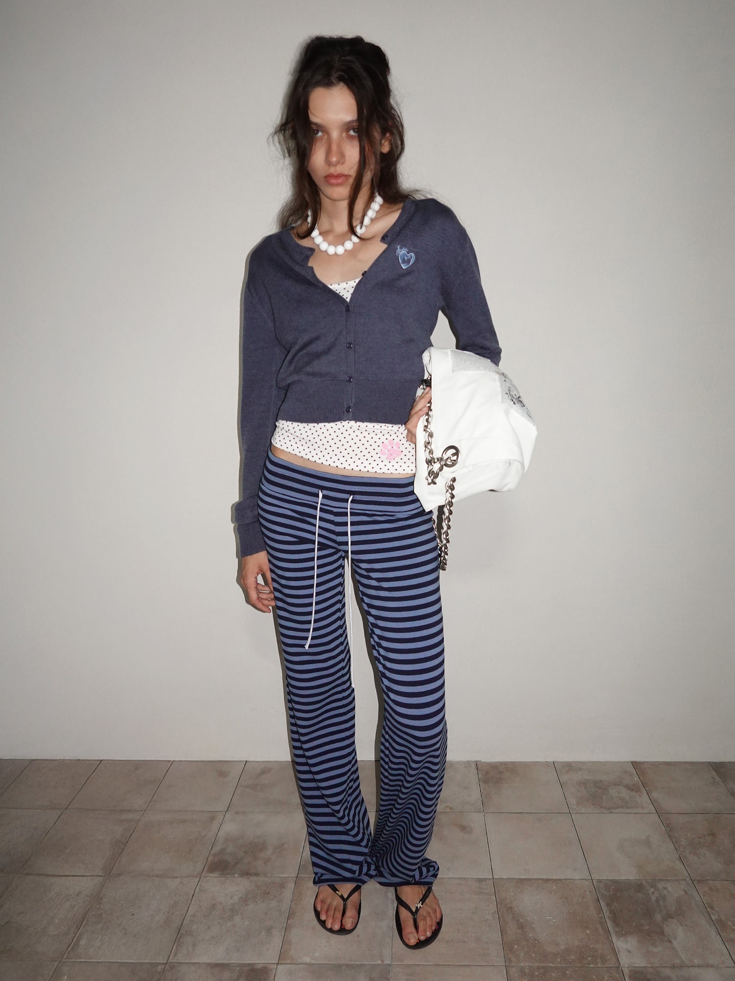 Classic Striped Jersey Pants Blue