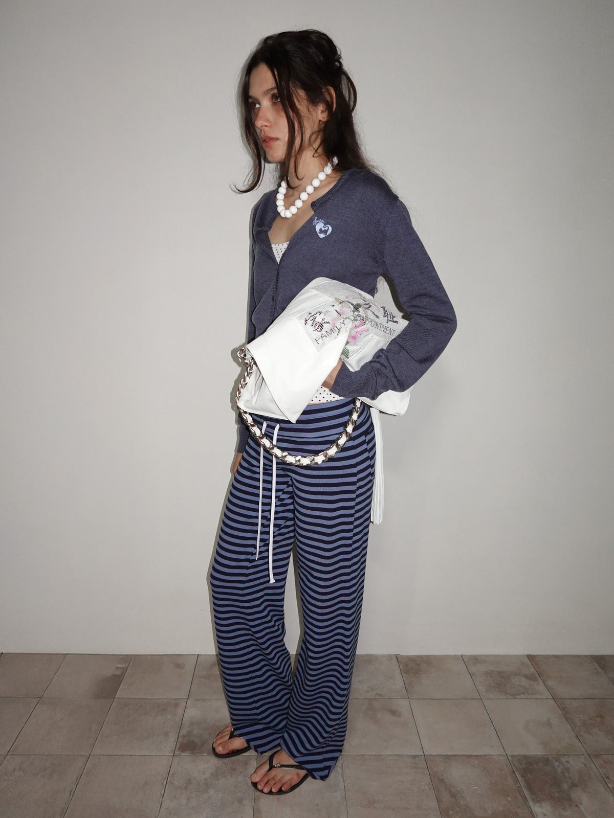 Classic Striped Jersey Pants Blue