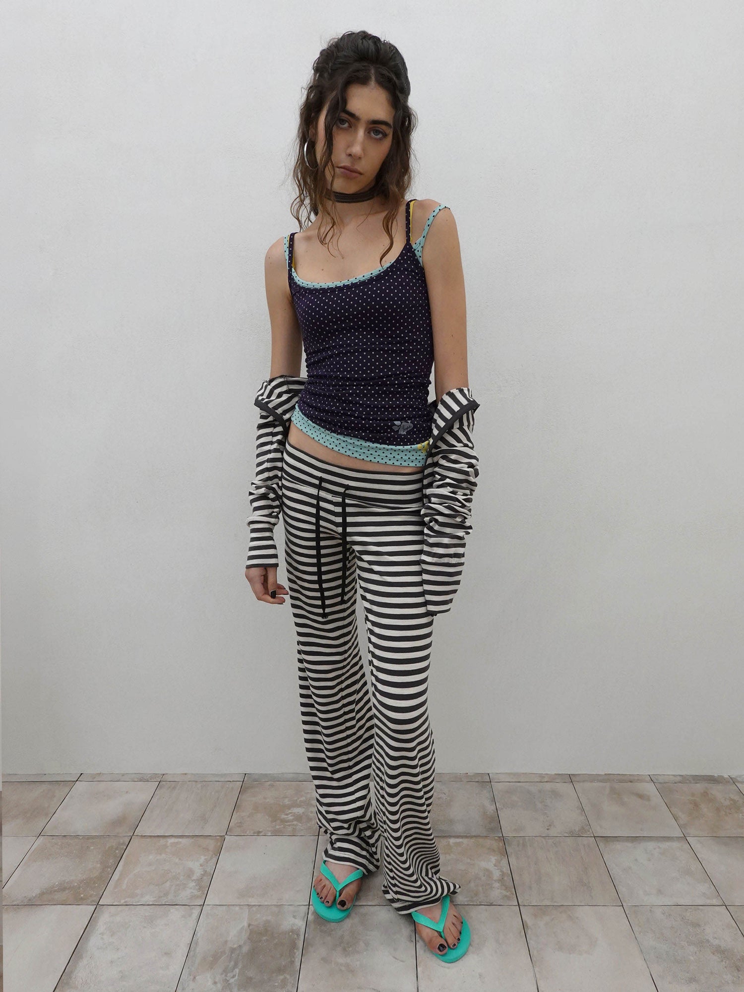 Classic Striped Jersey Pants Charcoal