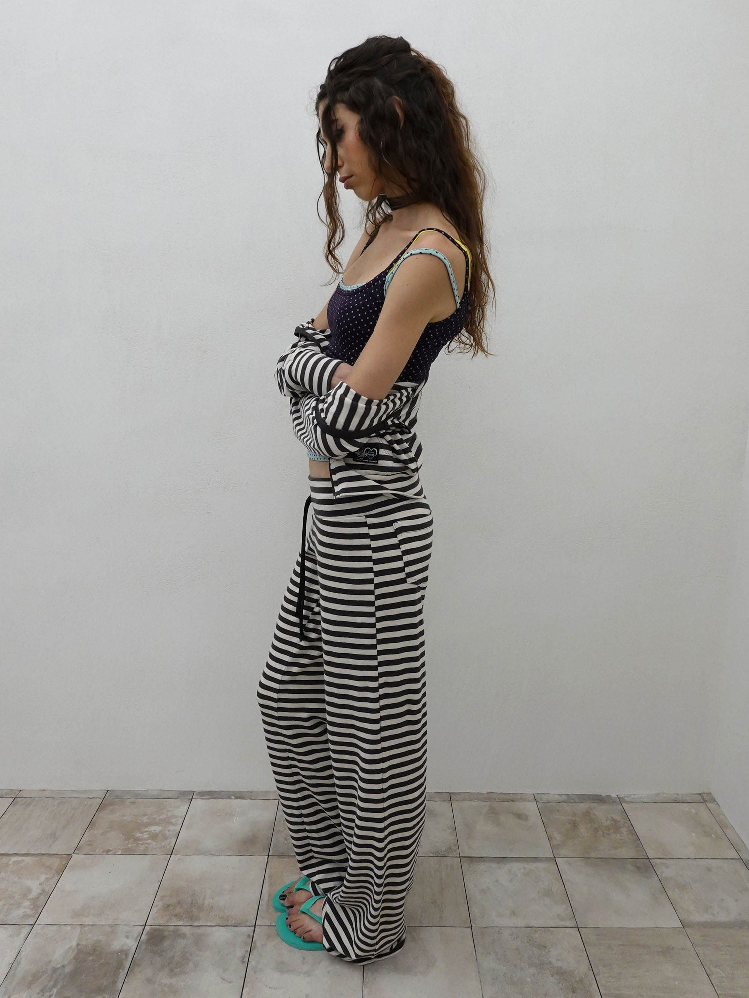 Classic Striped Jersey Pants Charcoal