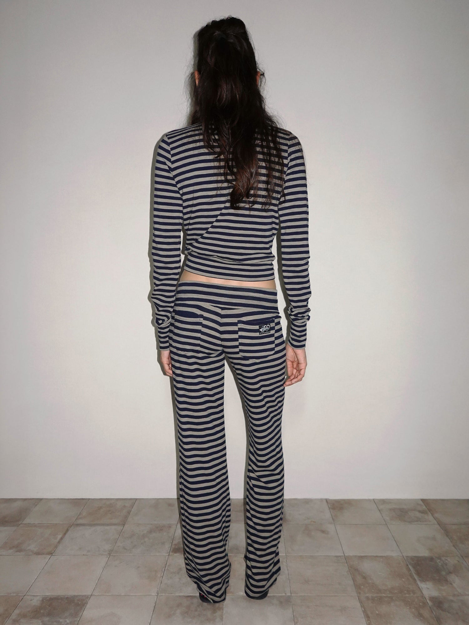 Classic Striped Jersey Pants Navy