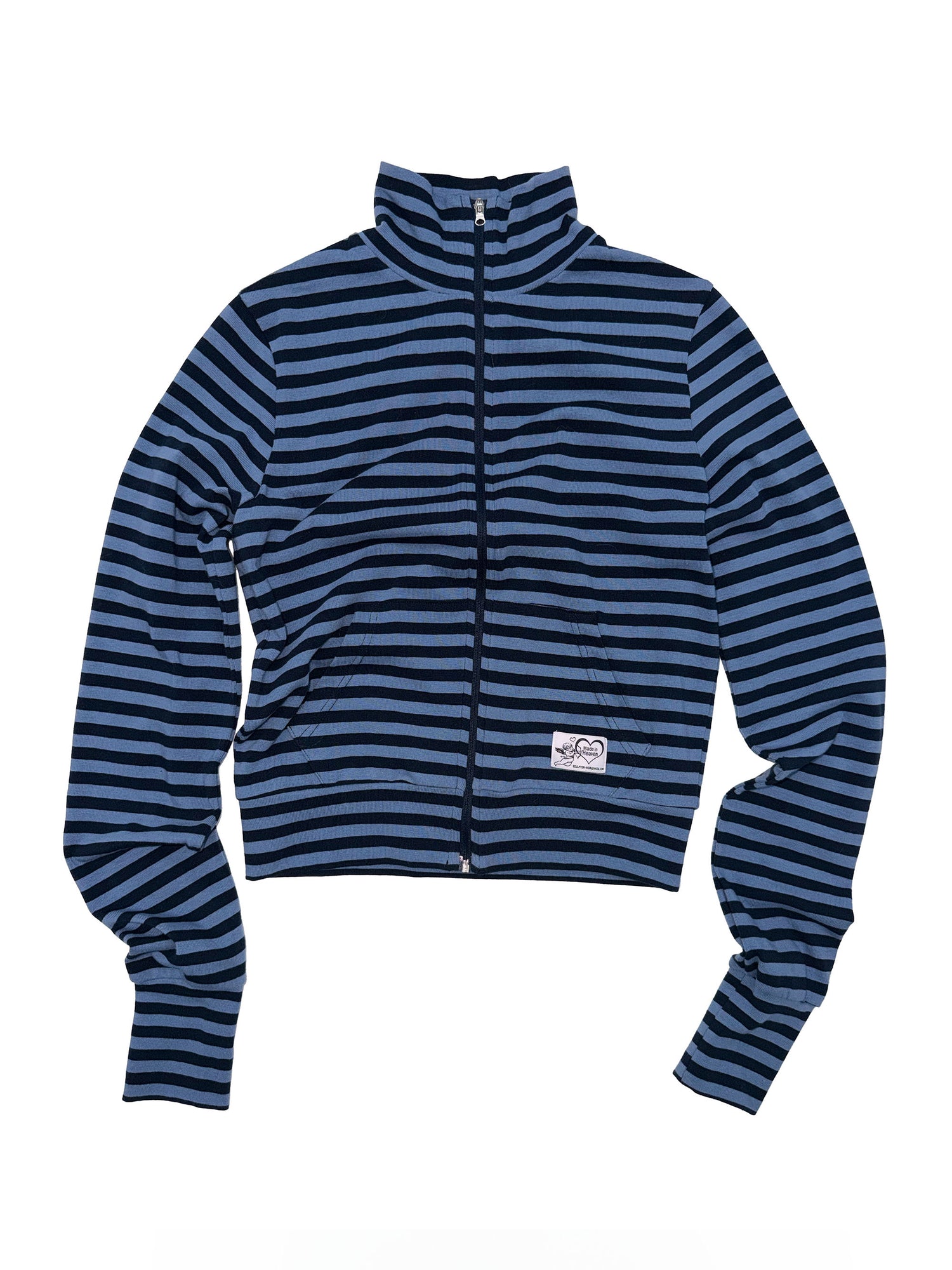 Classic Striped Jersey Zip-Up Blue