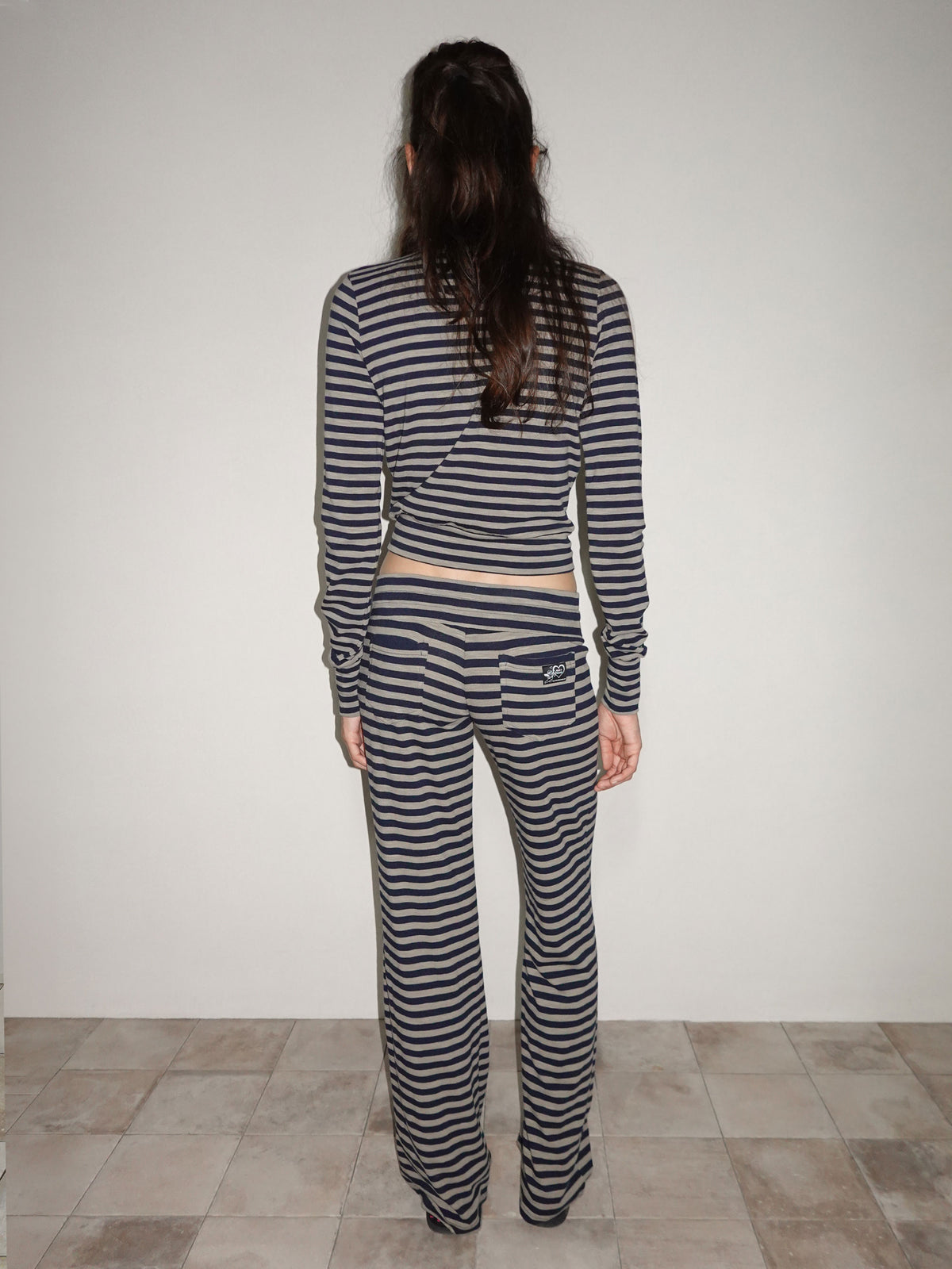Classic Striped Jersey Zip-Up Navy