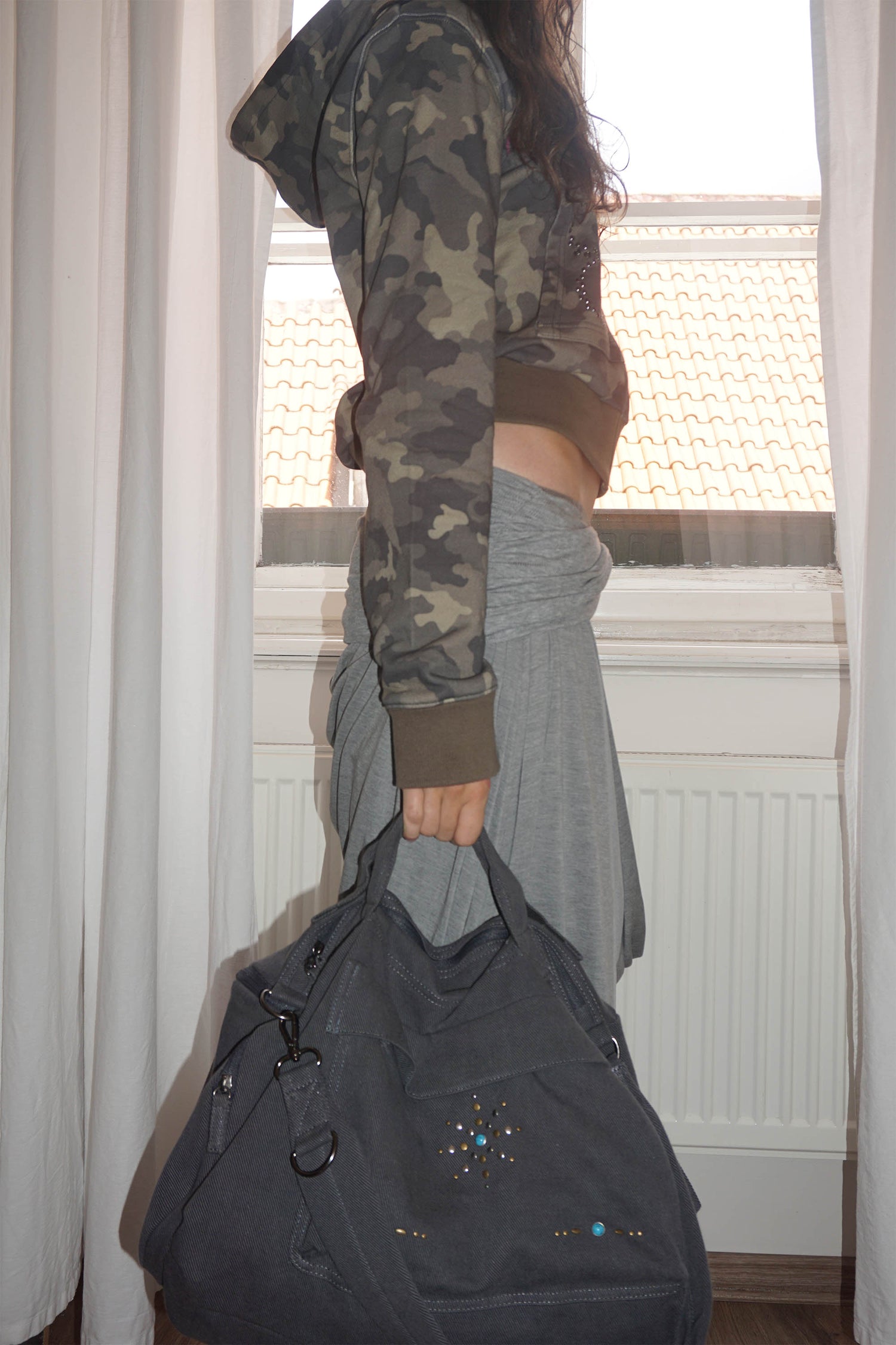 Three-Way Stud Twill Bag Cool Gray