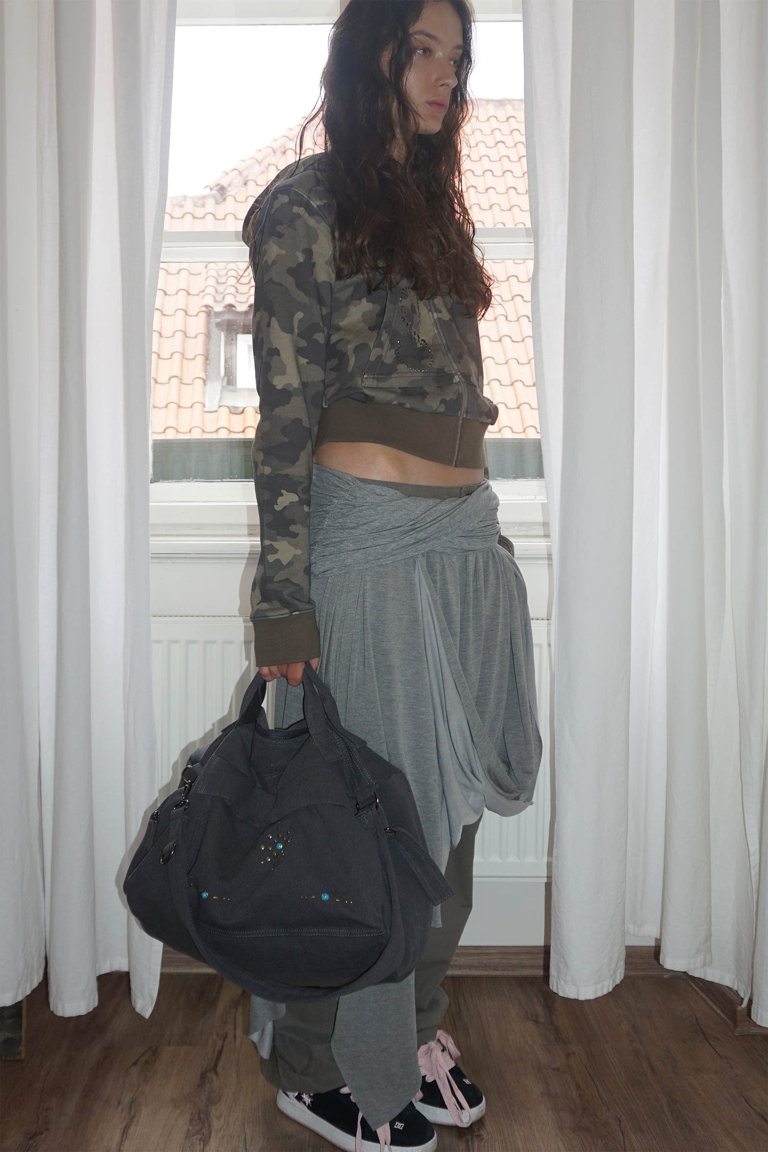 Three-Way Stud Twill Bag Cool Gray