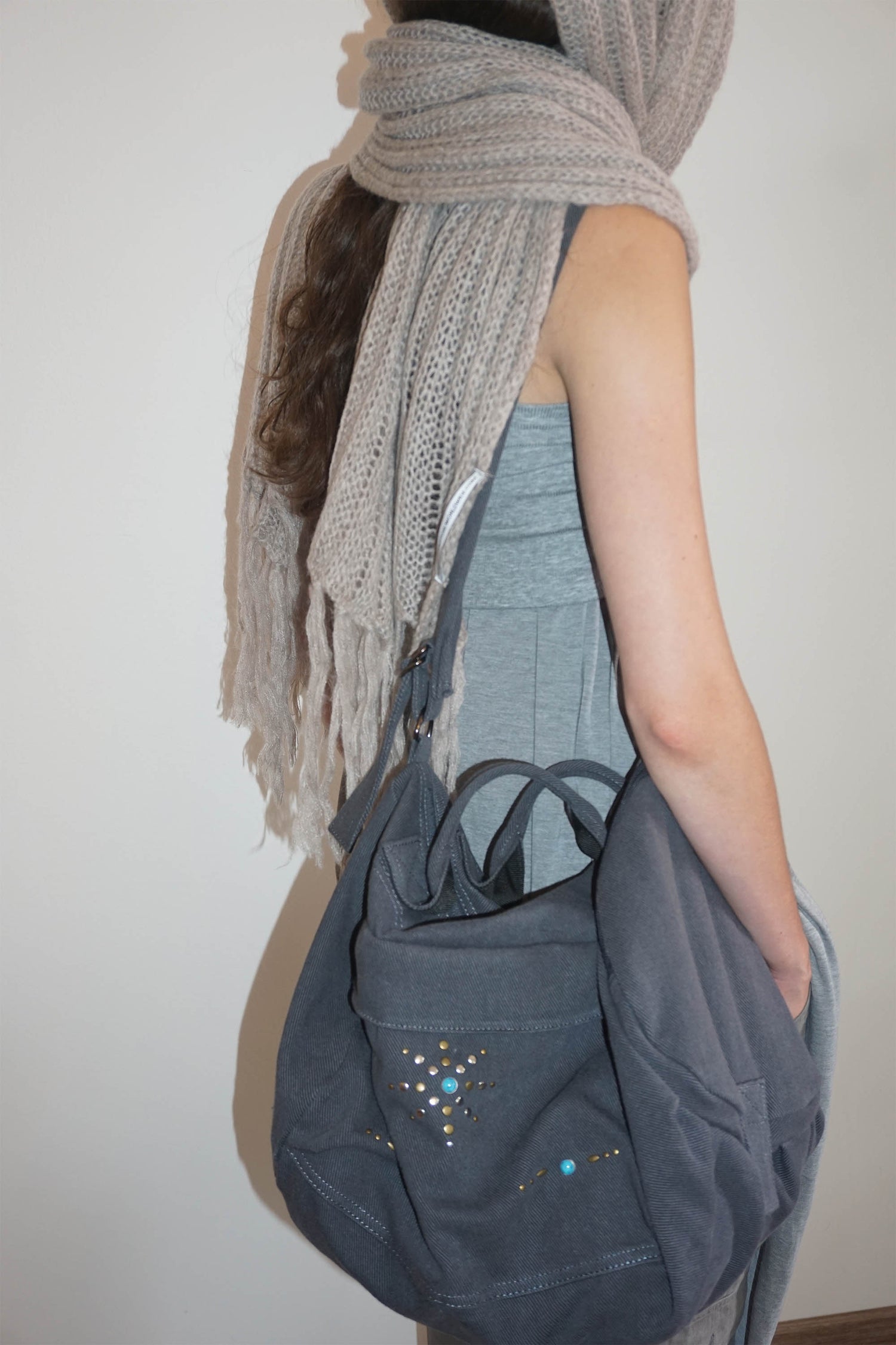Three-Way Stud Twill Bag Cool Gray