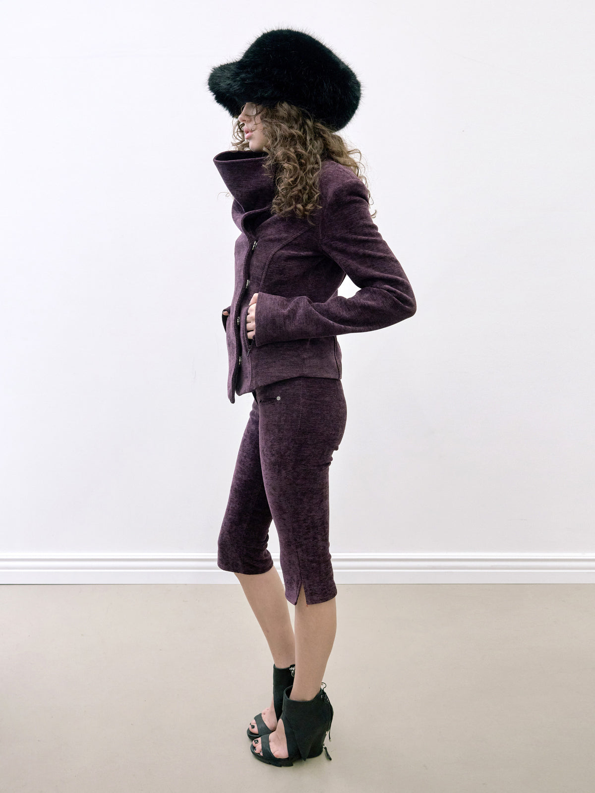 Corduroy Capri Pants Deep Plum