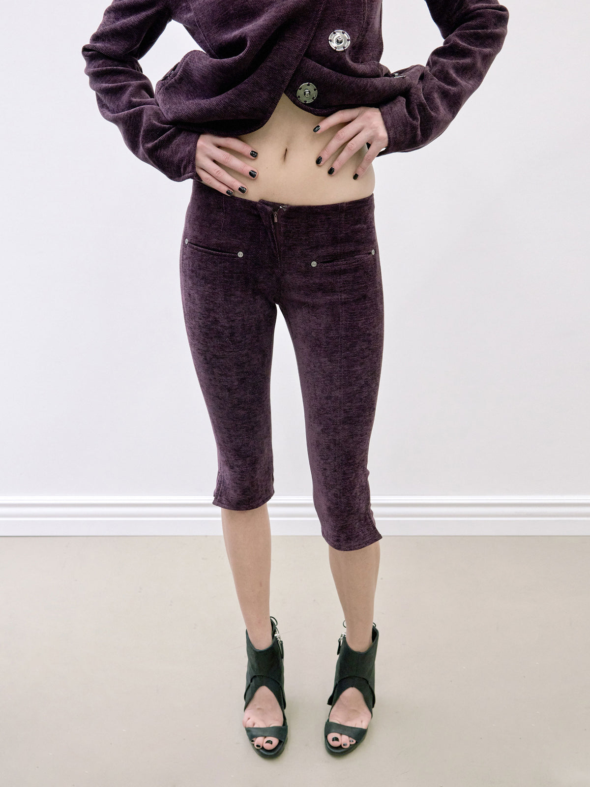 Corduroy Capri Pants Deep Plum