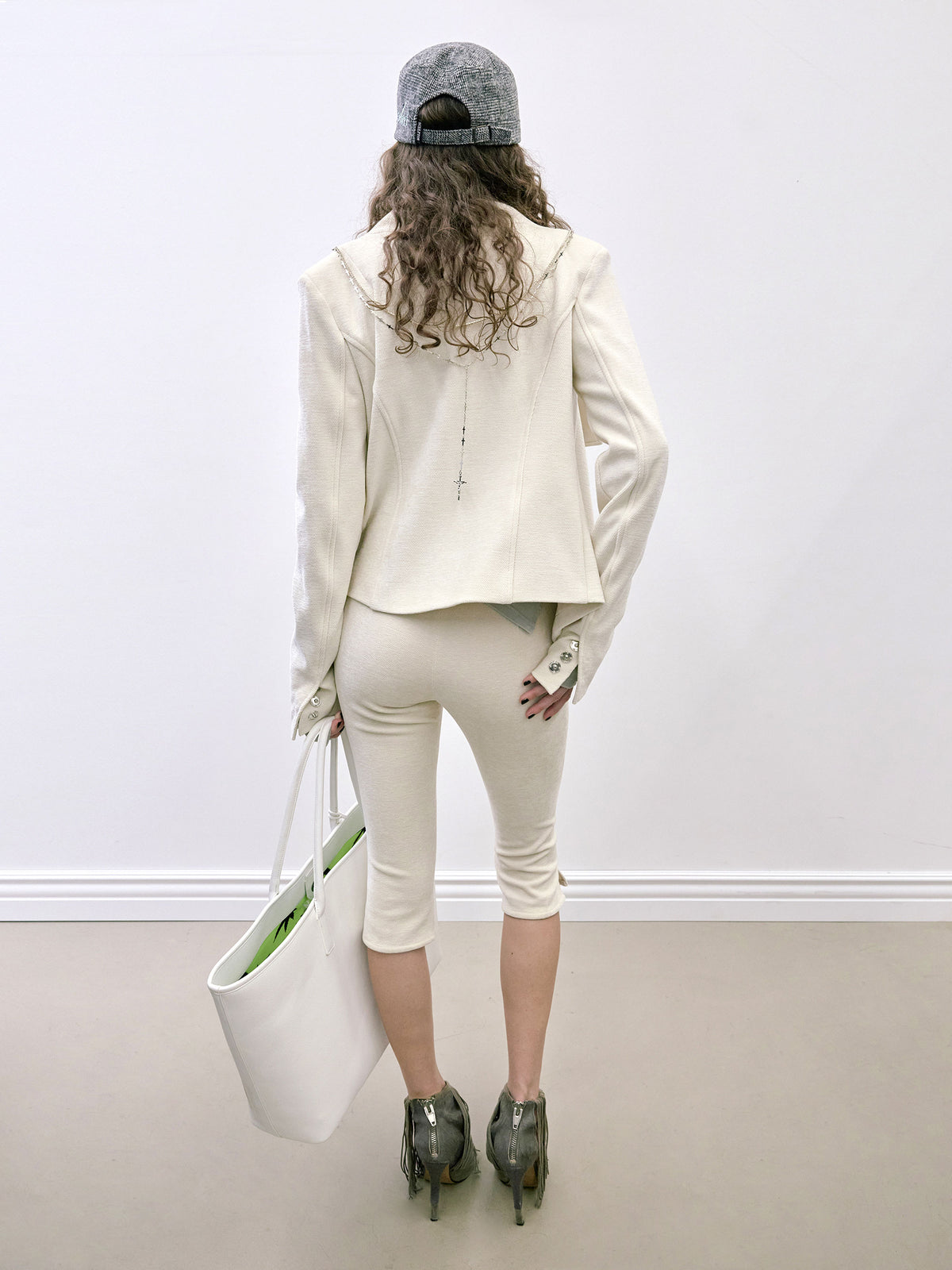 Corduroy Capri Pants White