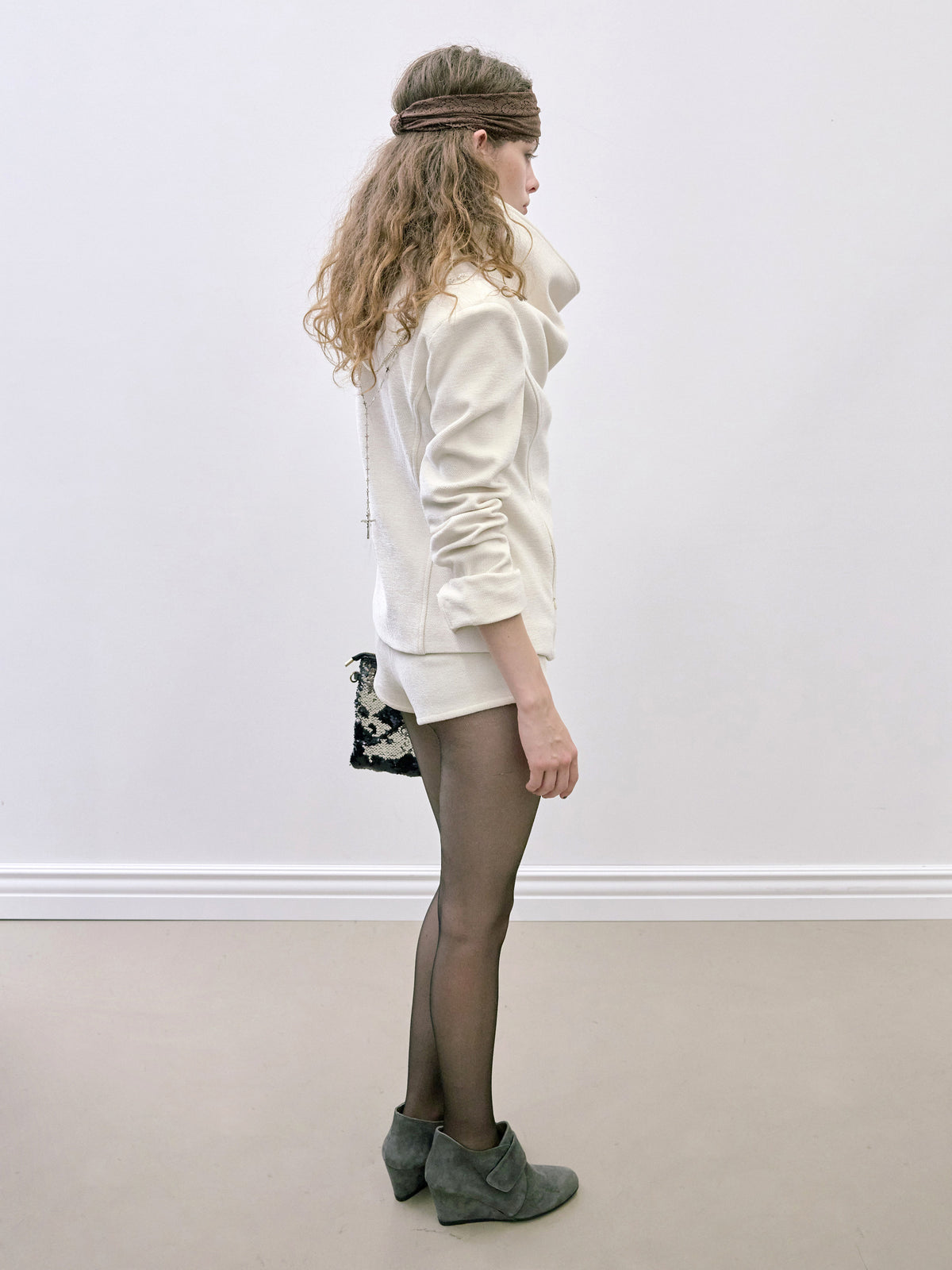 Corduroy Micro Shorts White
