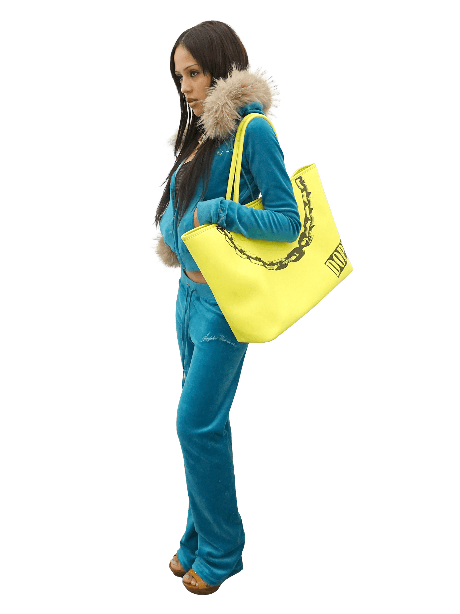 Couture Grocery Tote Bag Neon Yellow