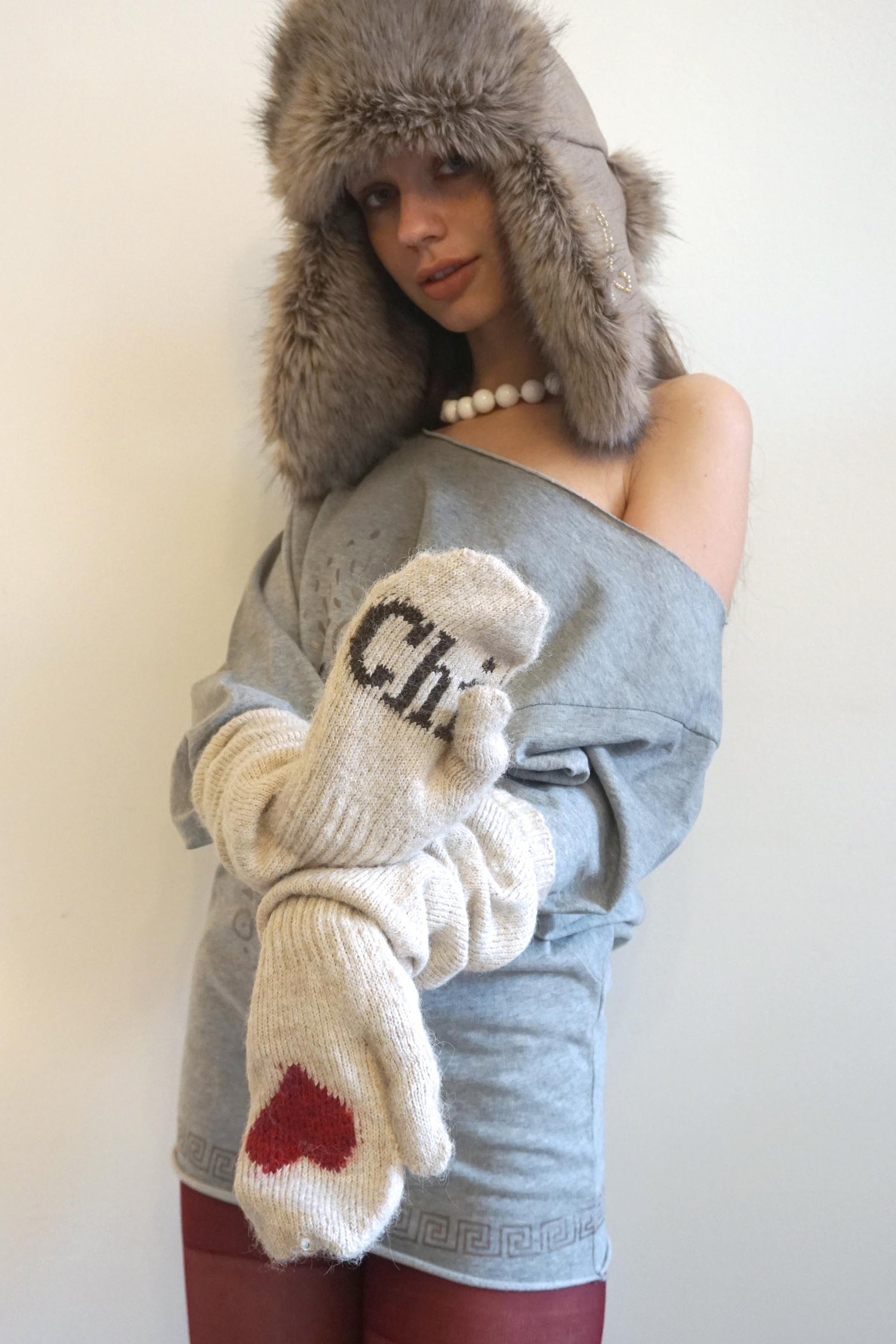 Wool Warmer Gloves Cream