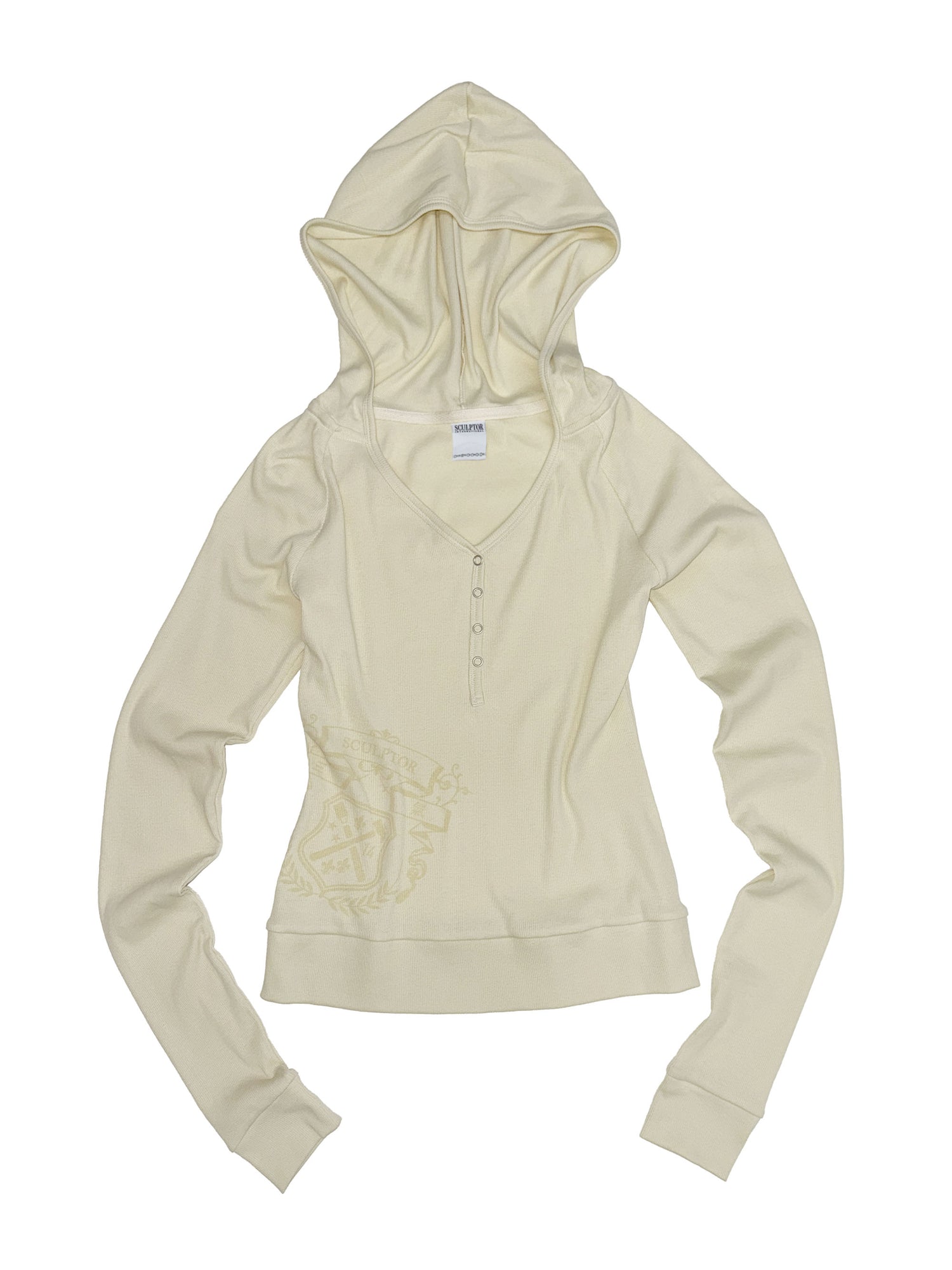 Crest Henley Hoodie Cream