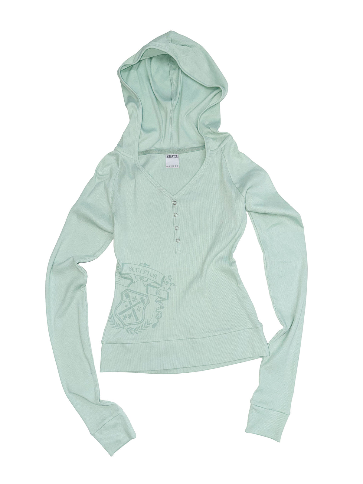 Crest Henley Hoodie Mint