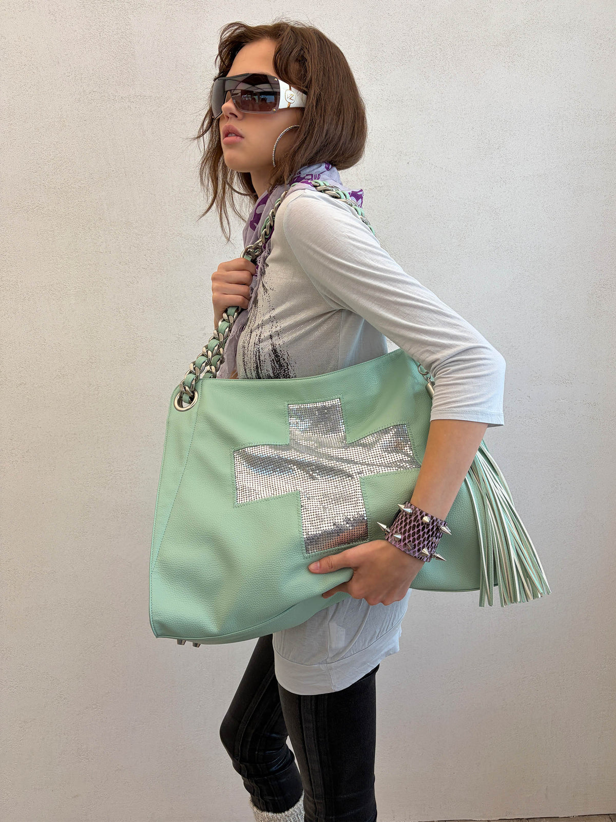 Cross Chainmail Big Bag Turquoise
