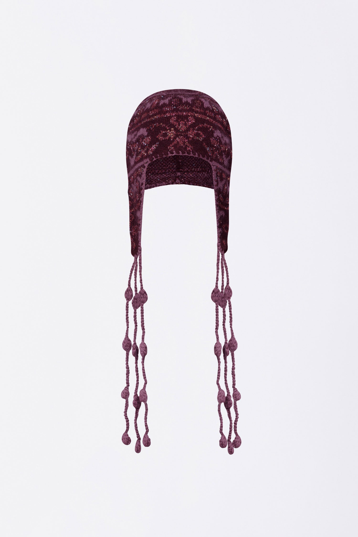 Sequin Nordic Earflap Beanie Deep Purple