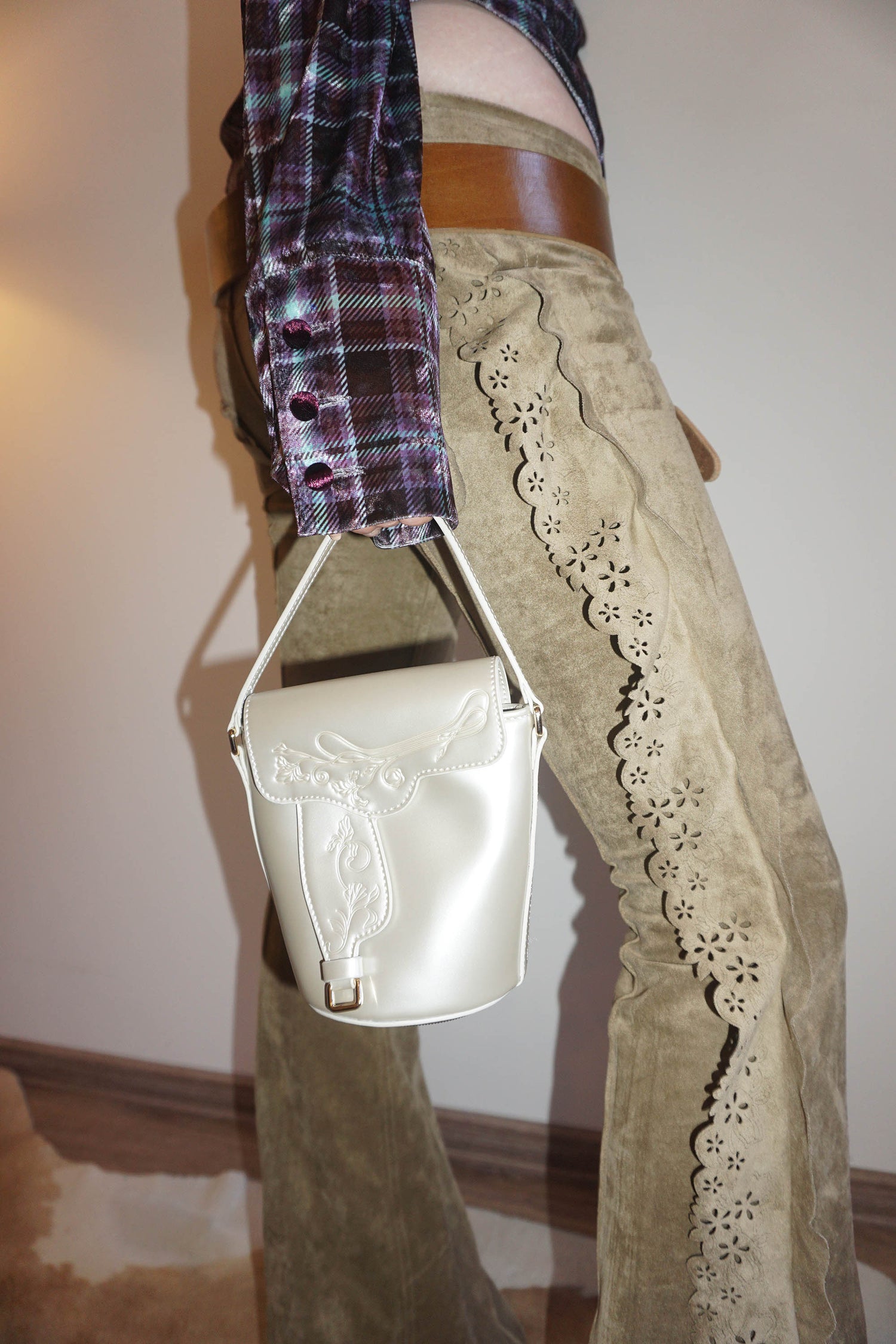 Suede Bootcut Pants Desert