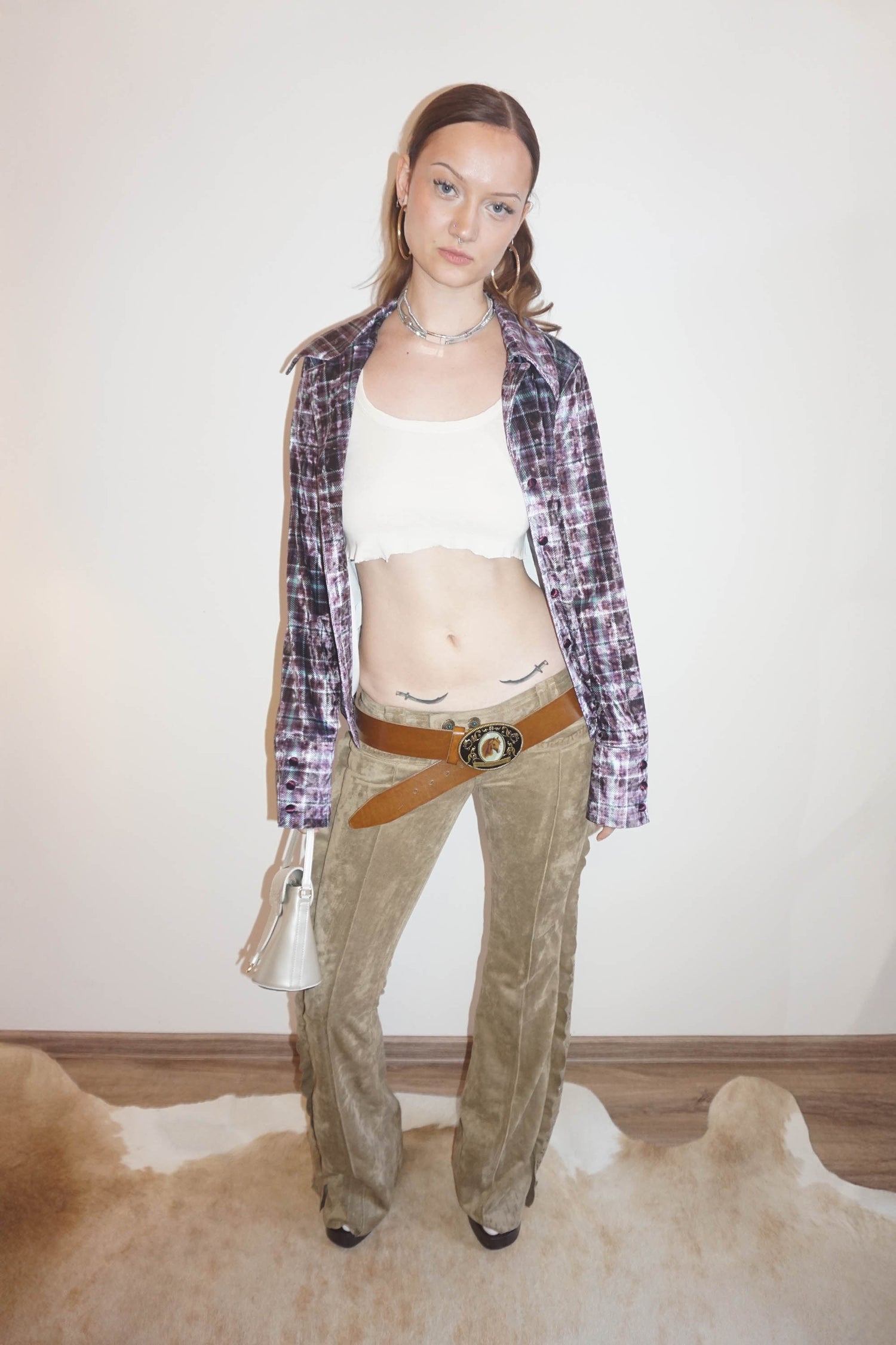 Suede Bootcut Pants Desert