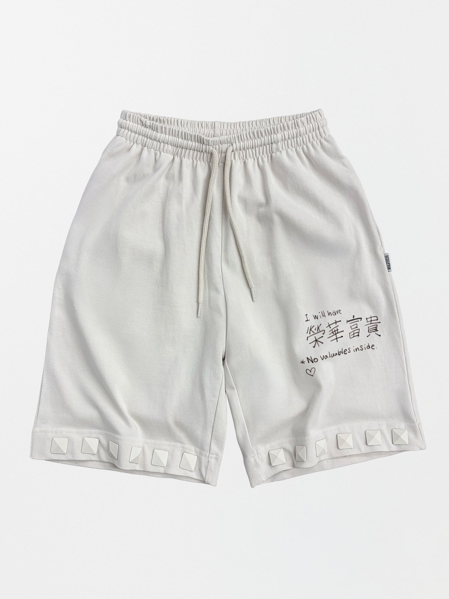 Studded Bermuda Pants Dirty White
