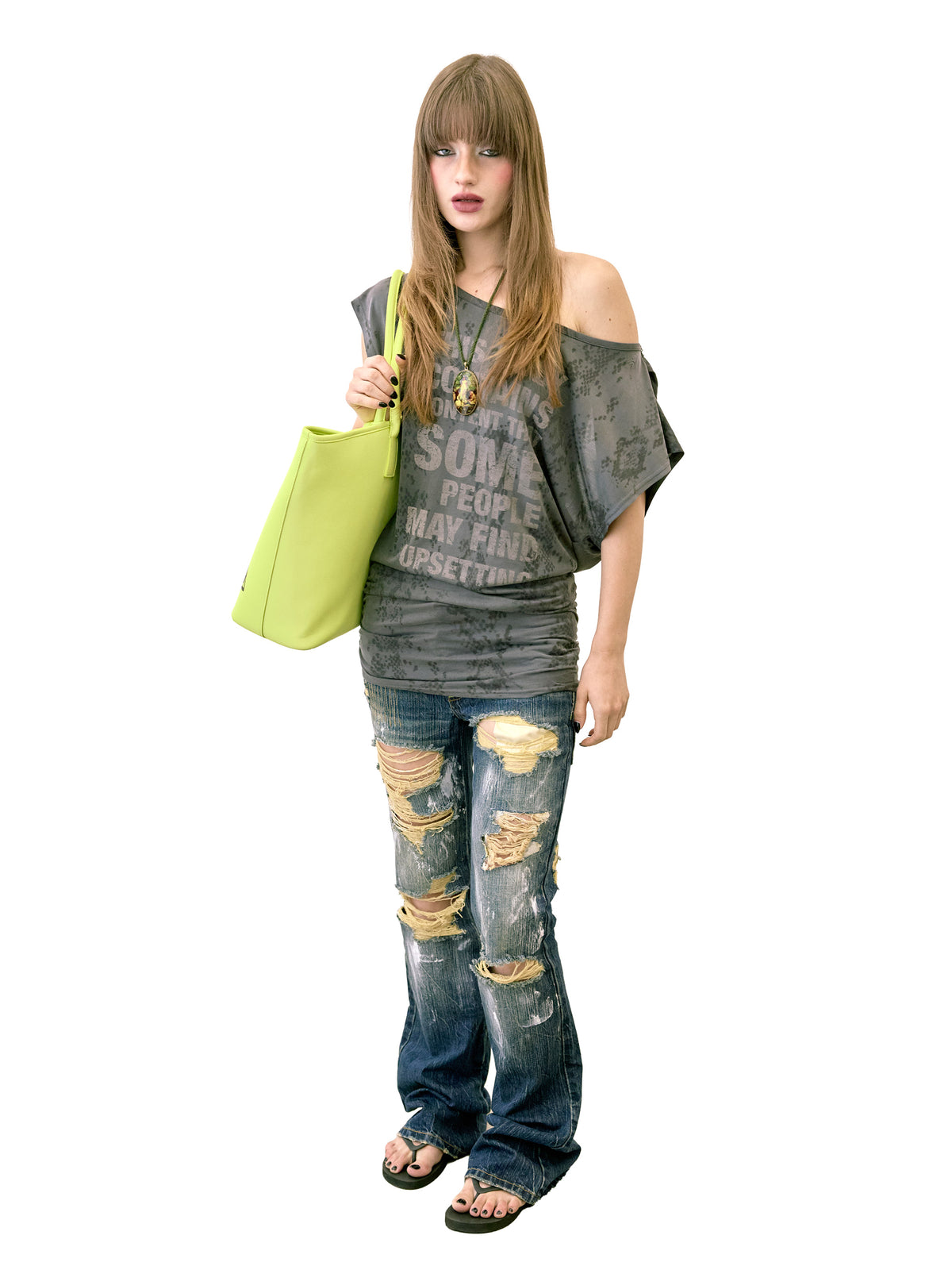 Distressed Bootcut Jeans Mid Blue