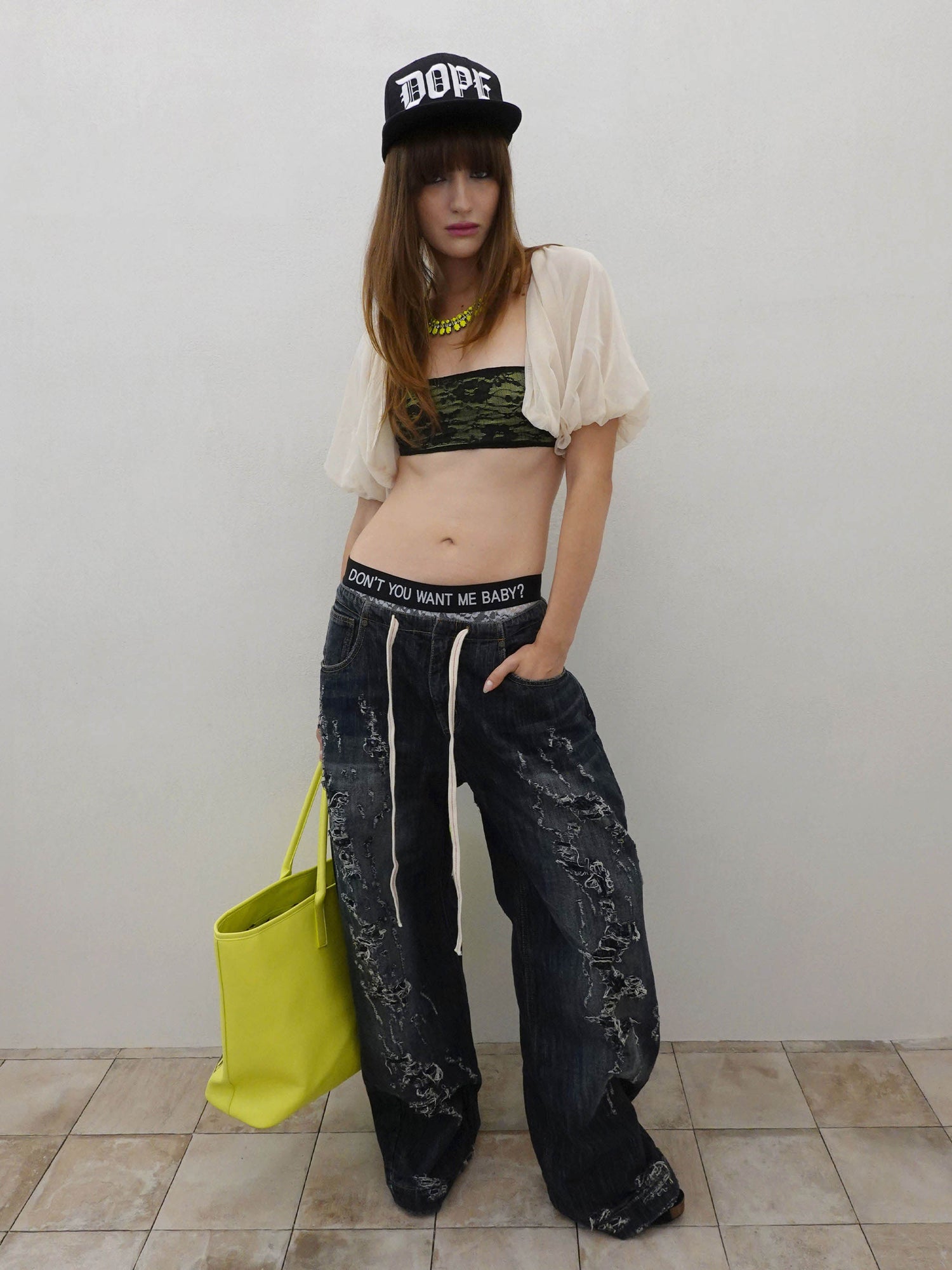 Distressed Layered Jeans Faded Black