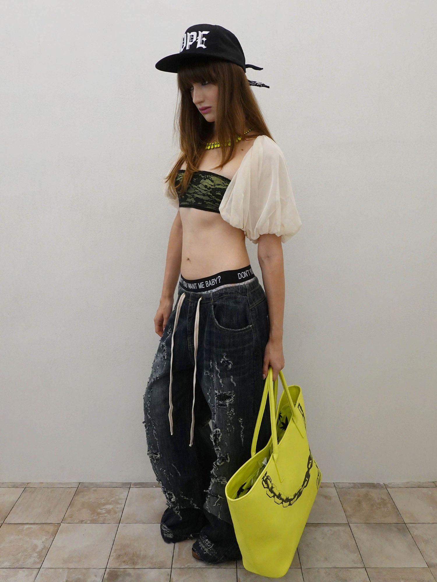 Distressed Layered Jeans Faded Black