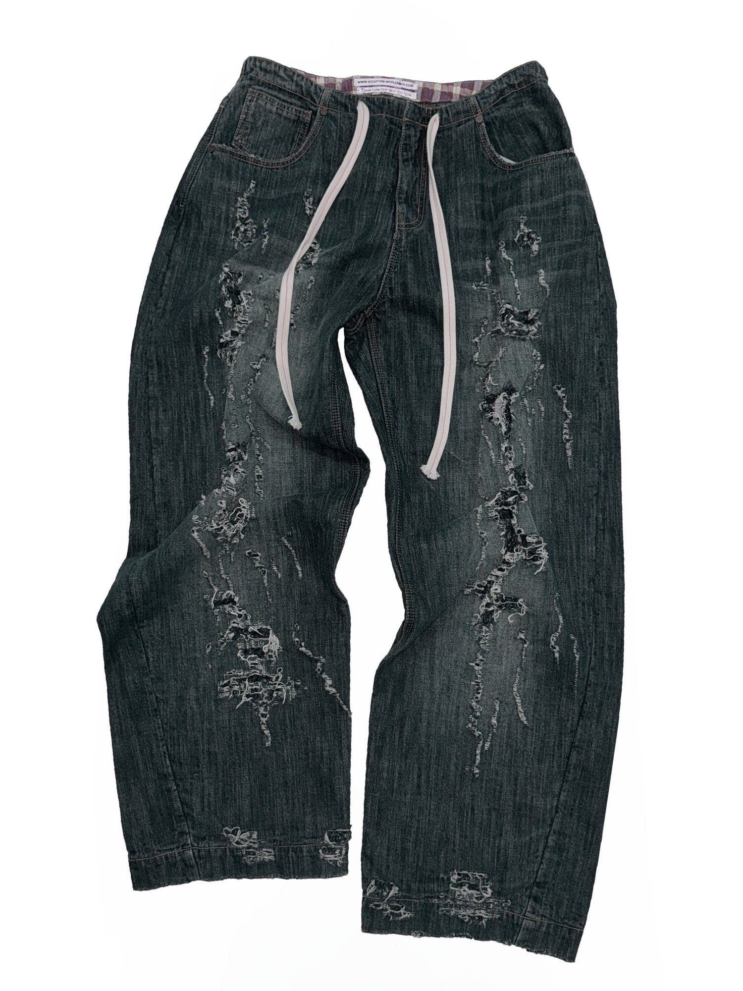 Distressed Layered Jeans Faded Black