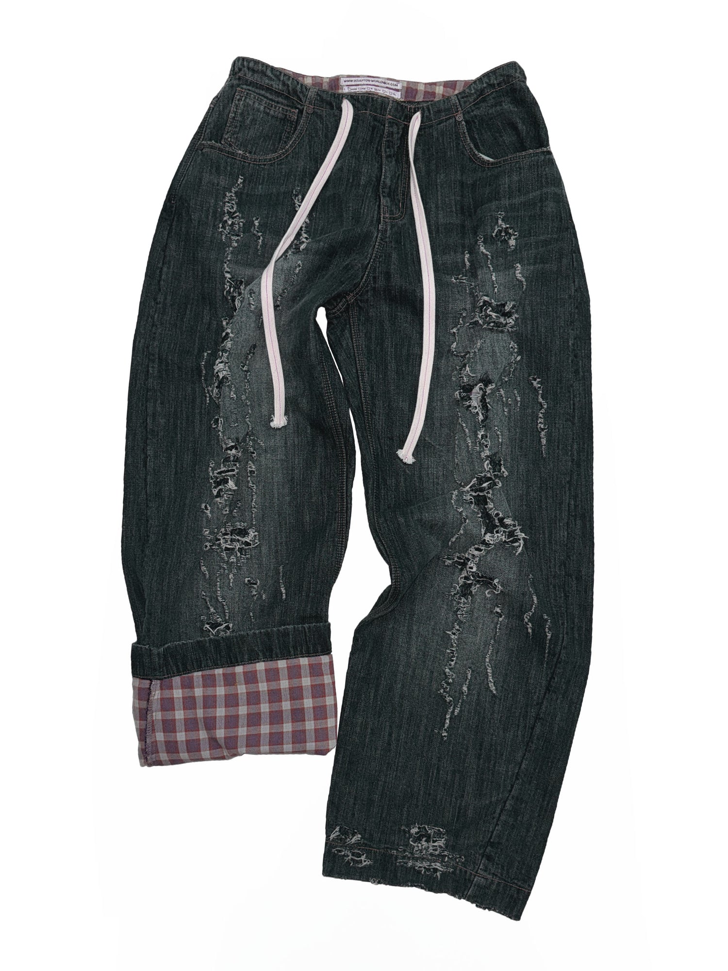 Distressed Layered Jeans Faded Black