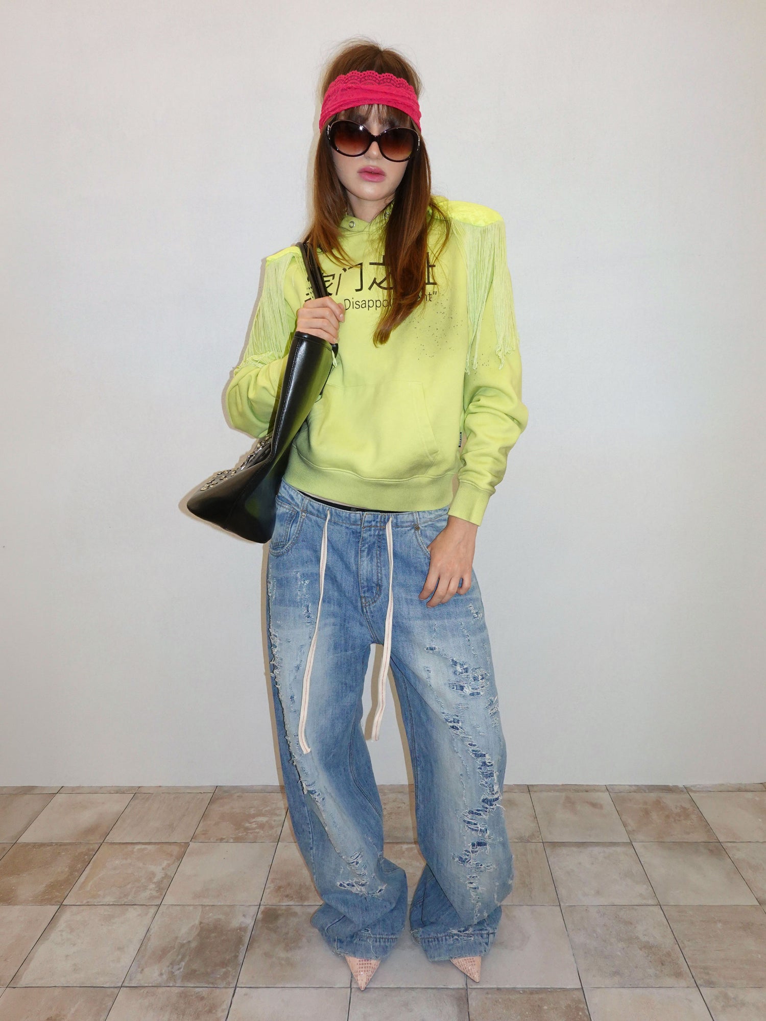 Distressed Layered Jeans Light Blue