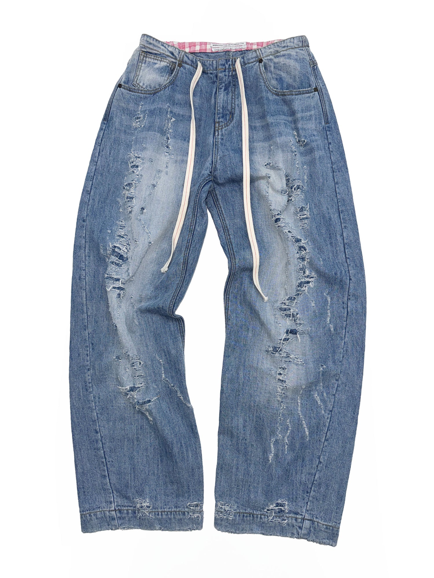 Distressed Layered Jeans Light Blue