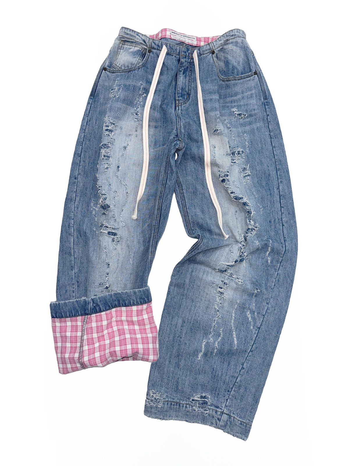 Distressed Layered Jeans Light Blue