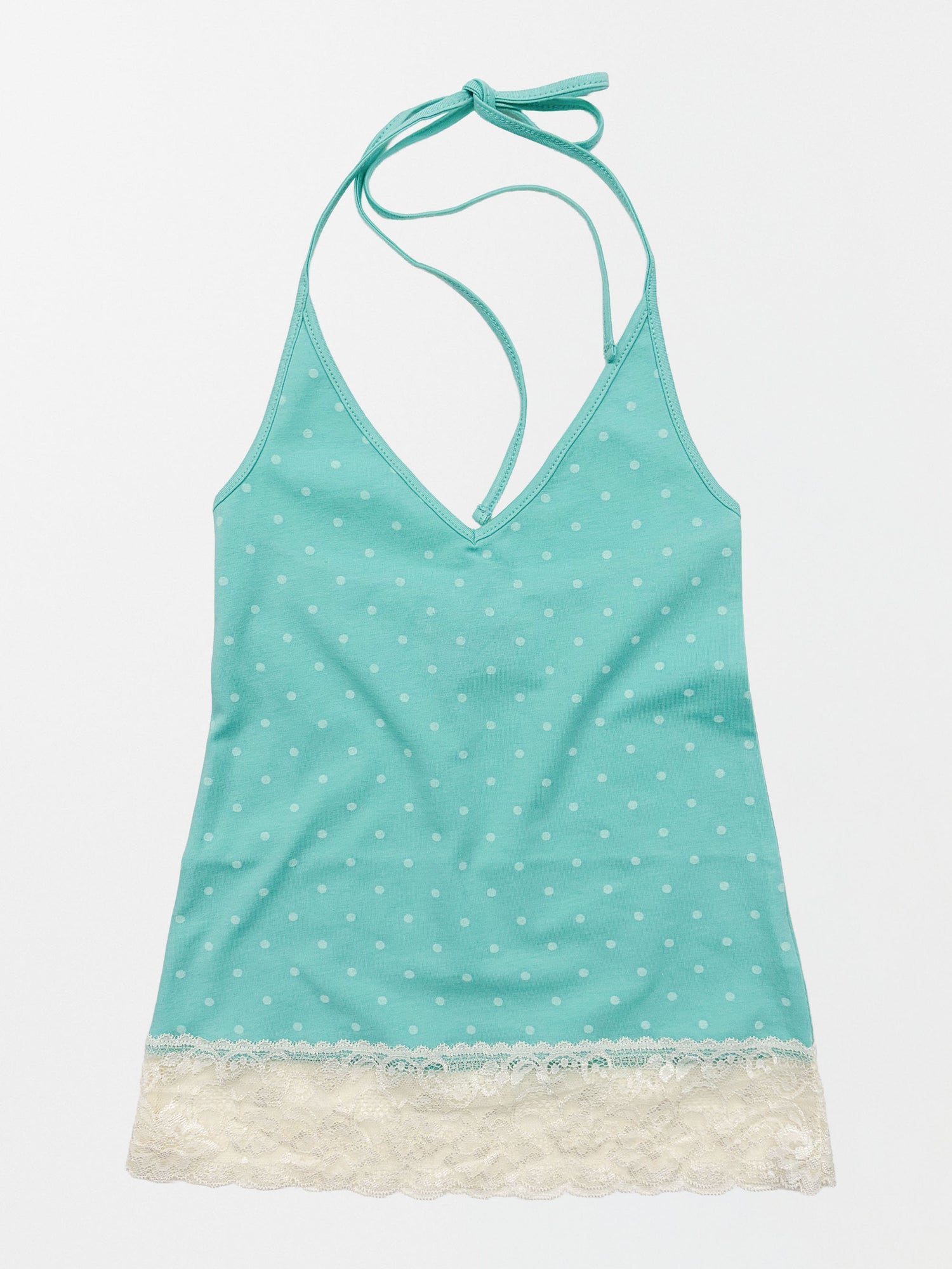 Dot Lace Halter Top Miami Blue